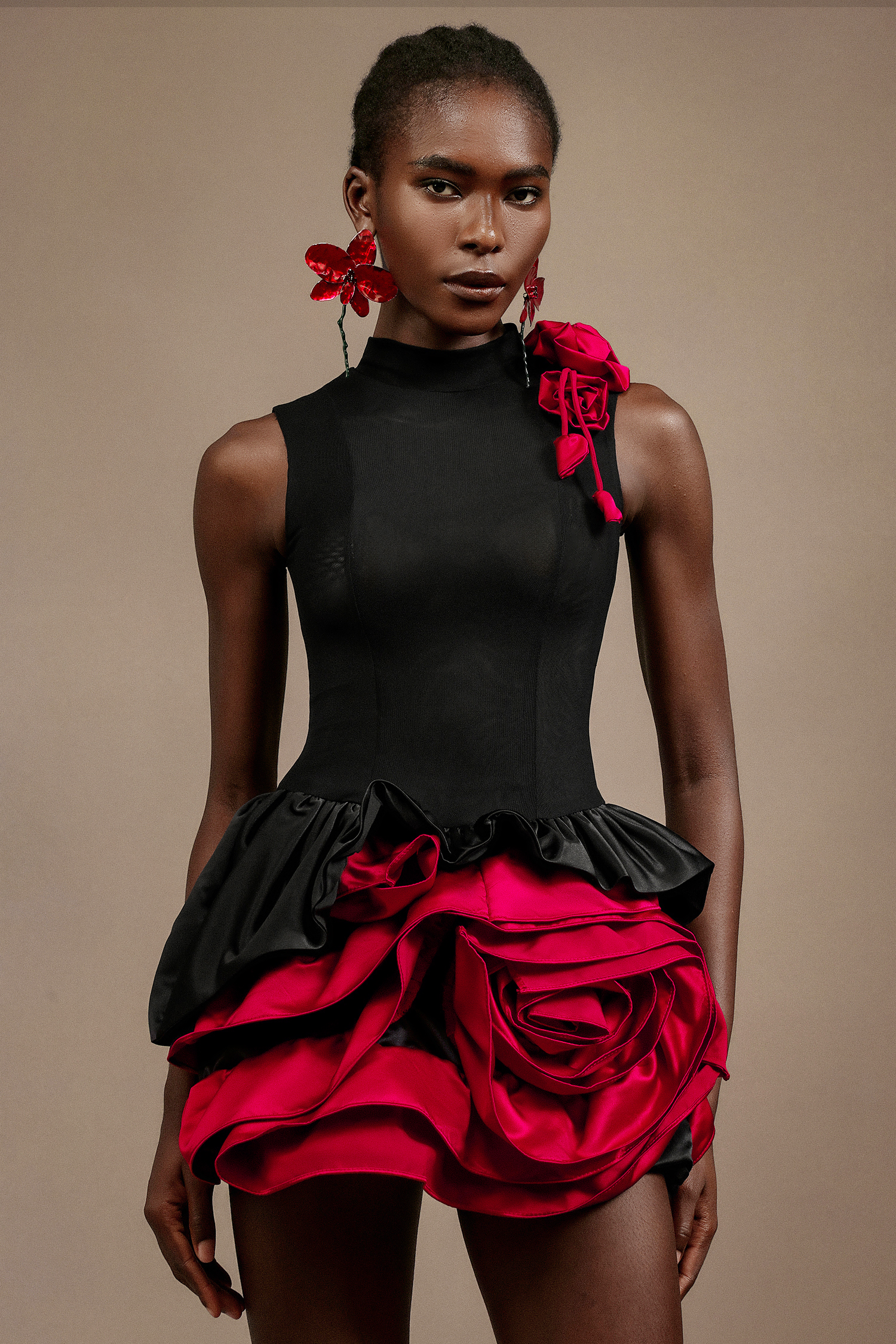 Vincy Sleeveless Flowers Mini Dress