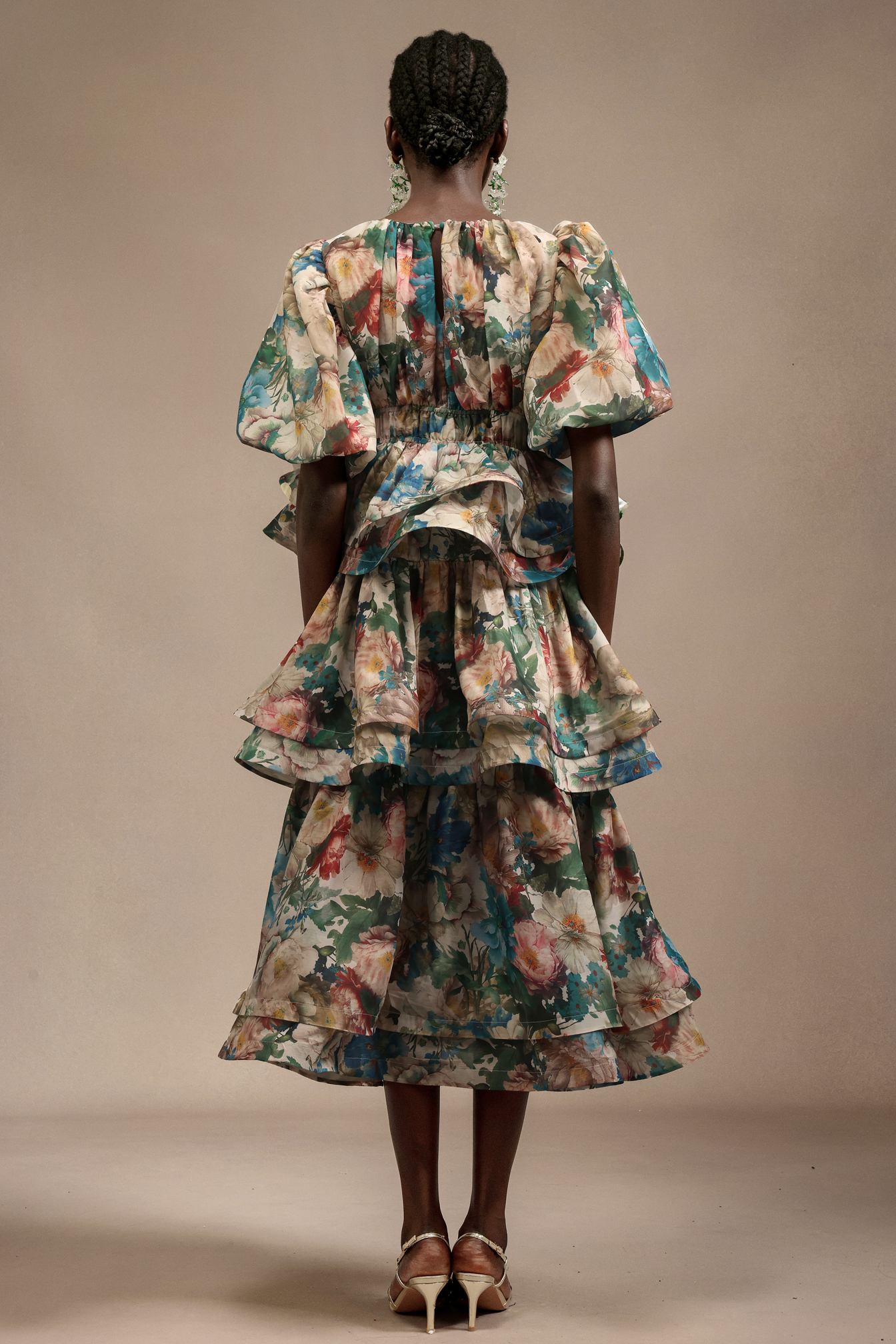 Vinly Short Sleeves  Floral Printed Maxi Dress