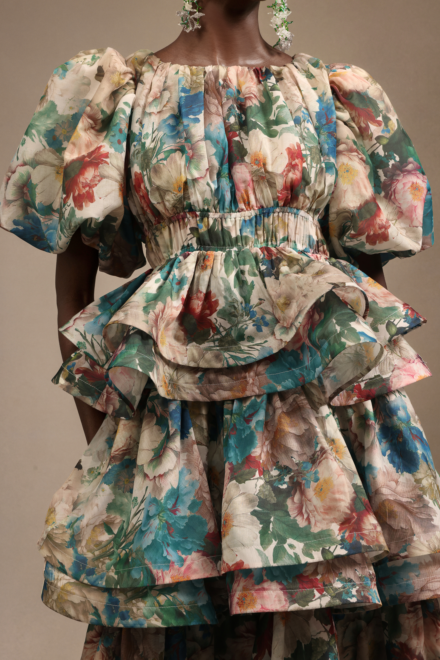 Vinly Short Sleeves  Floral Printed Maxi Dress