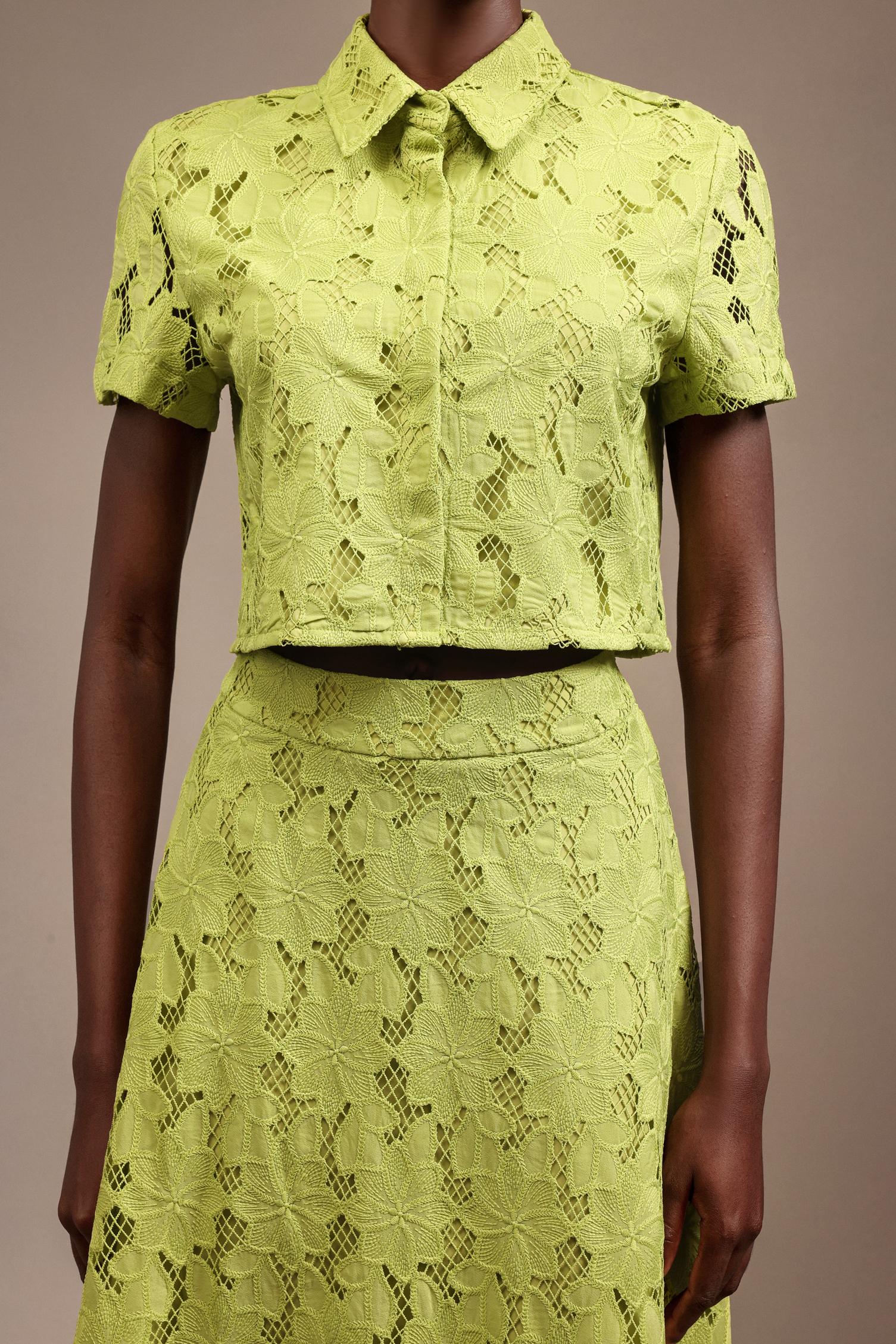 Thalassa Short Sleeves Lace Top And Shorts Two-Piece Set