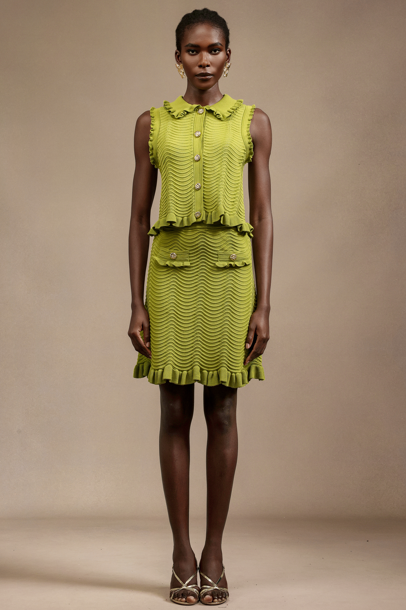 Jamie Sleeveless Flounce Top And Shorts Two-Piece Set