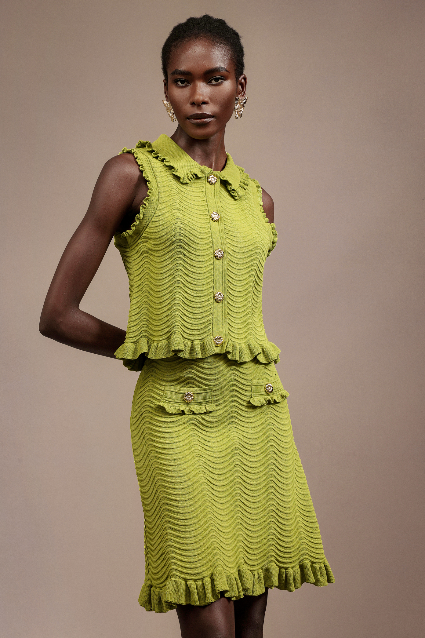 Jamie Sleeveless Flounce Top And Shorts Two-Piece Set