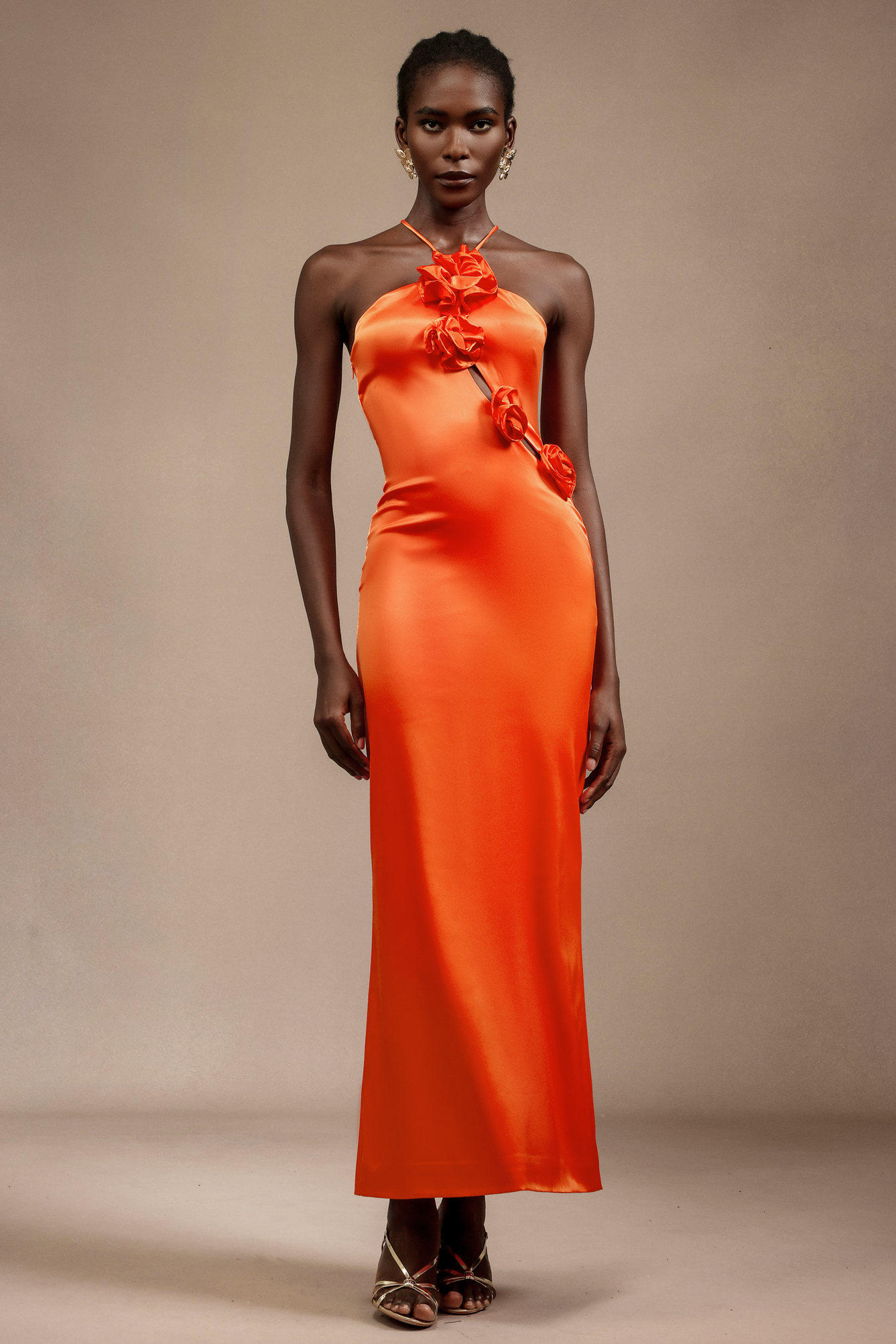 Omi Sleeveless Flowers Hollow Out Maxi Dress