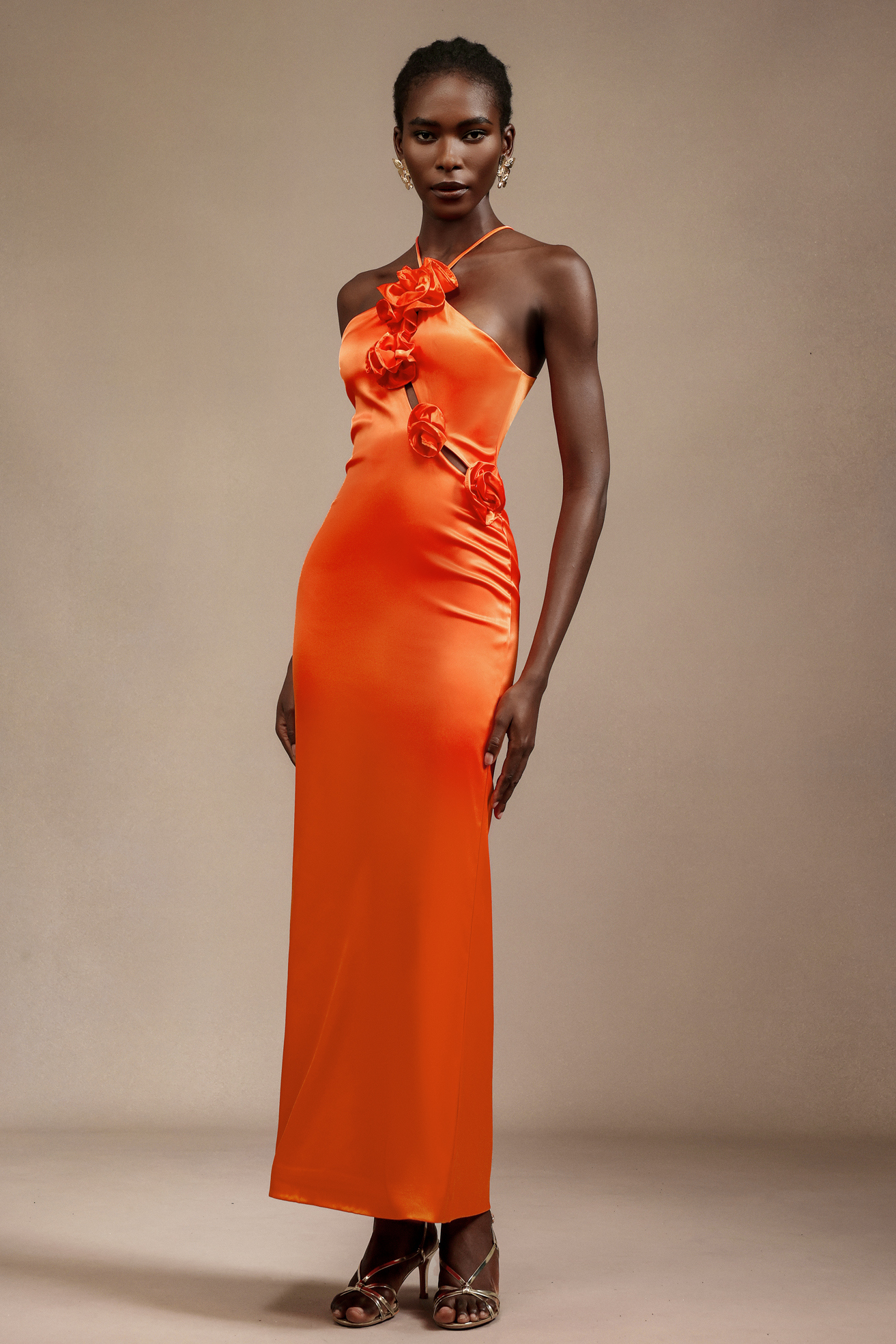 Omi Sleeveless Flowers Hollow Out Maxi Dress