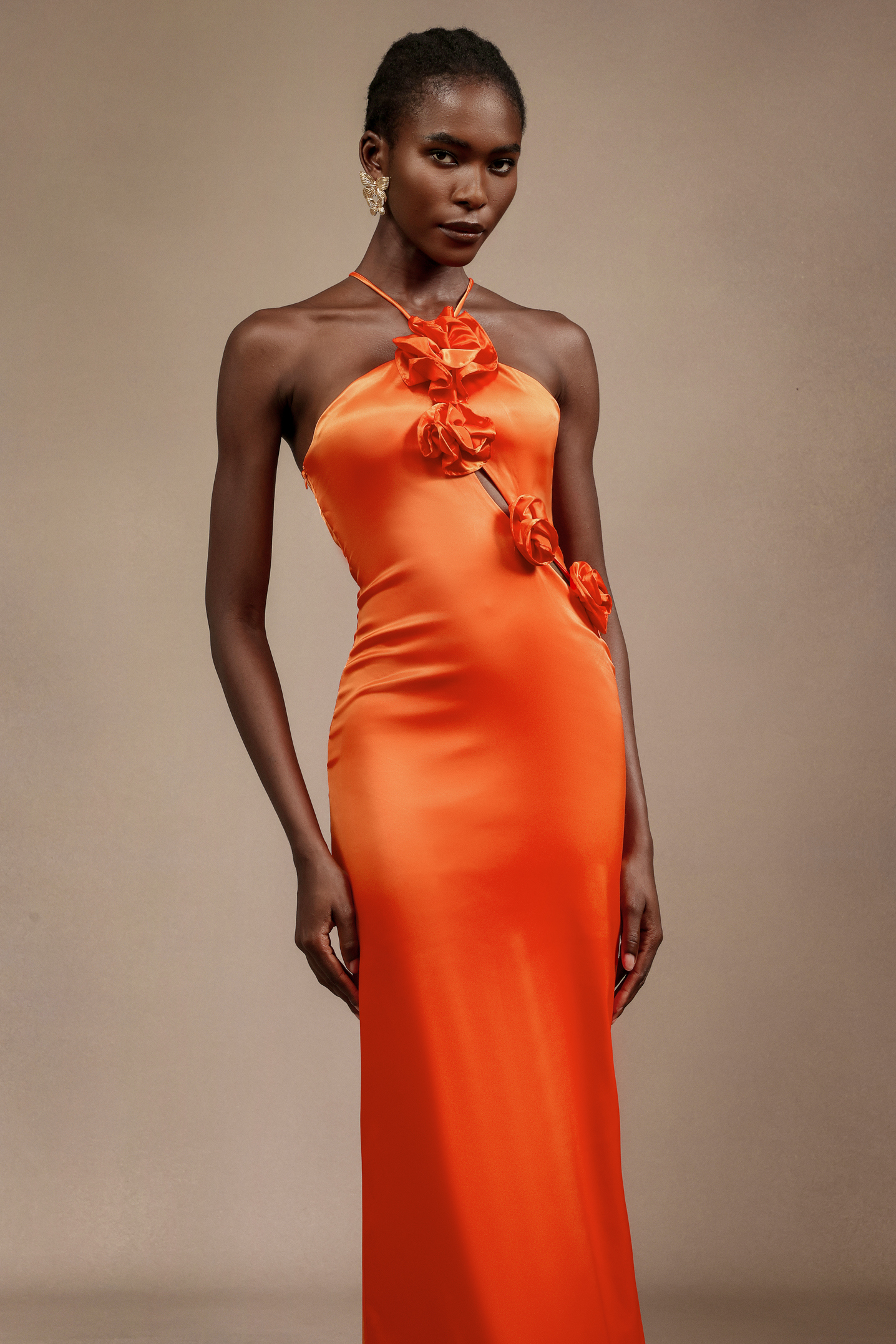 Omi Sleeveless Flowers Hollow Out Maxi Dress