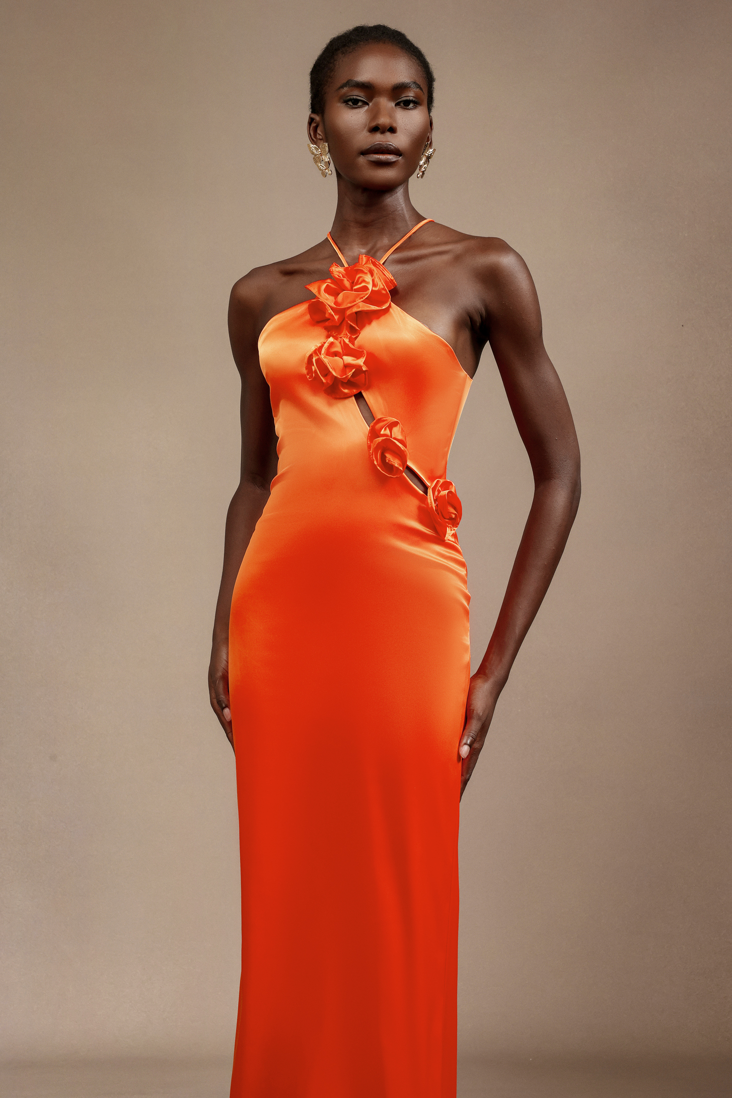 Omi Sleeveless Flowers Hollow Out Maxi Dress