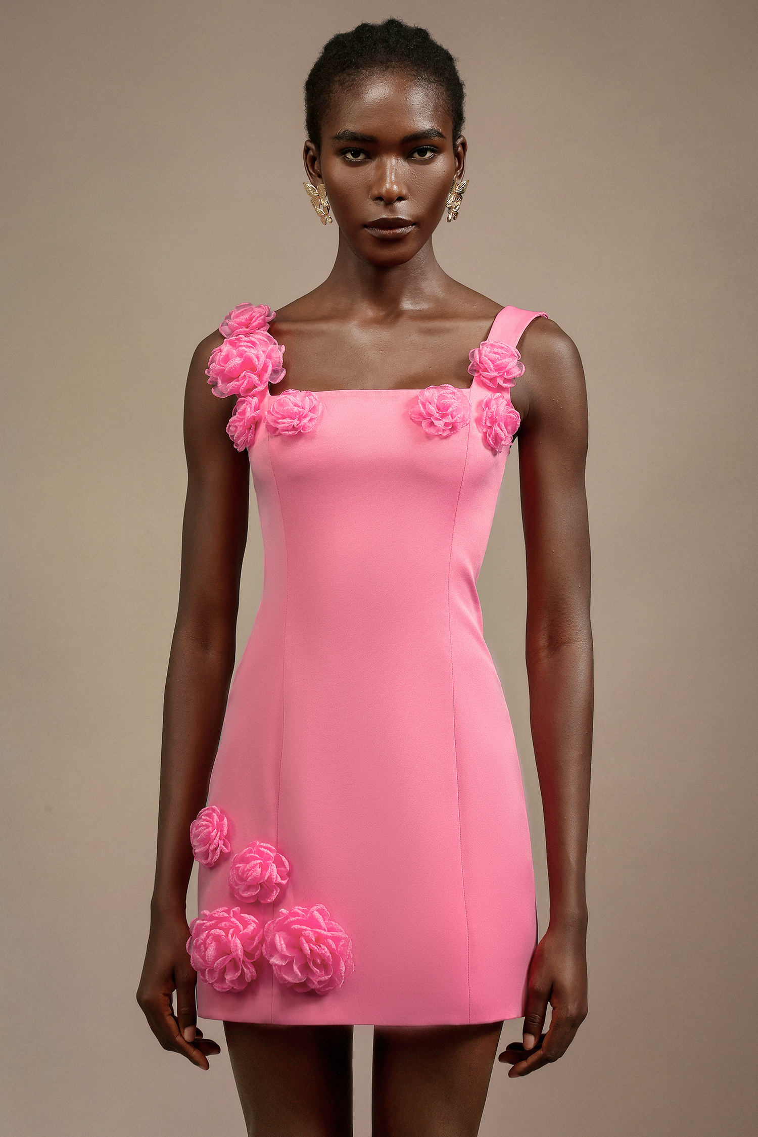 Fayie Halter Flowers Mini Dress