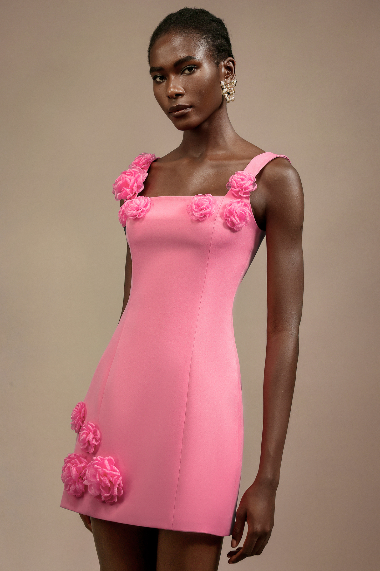 Fayie Halter Flowers Mini Dress