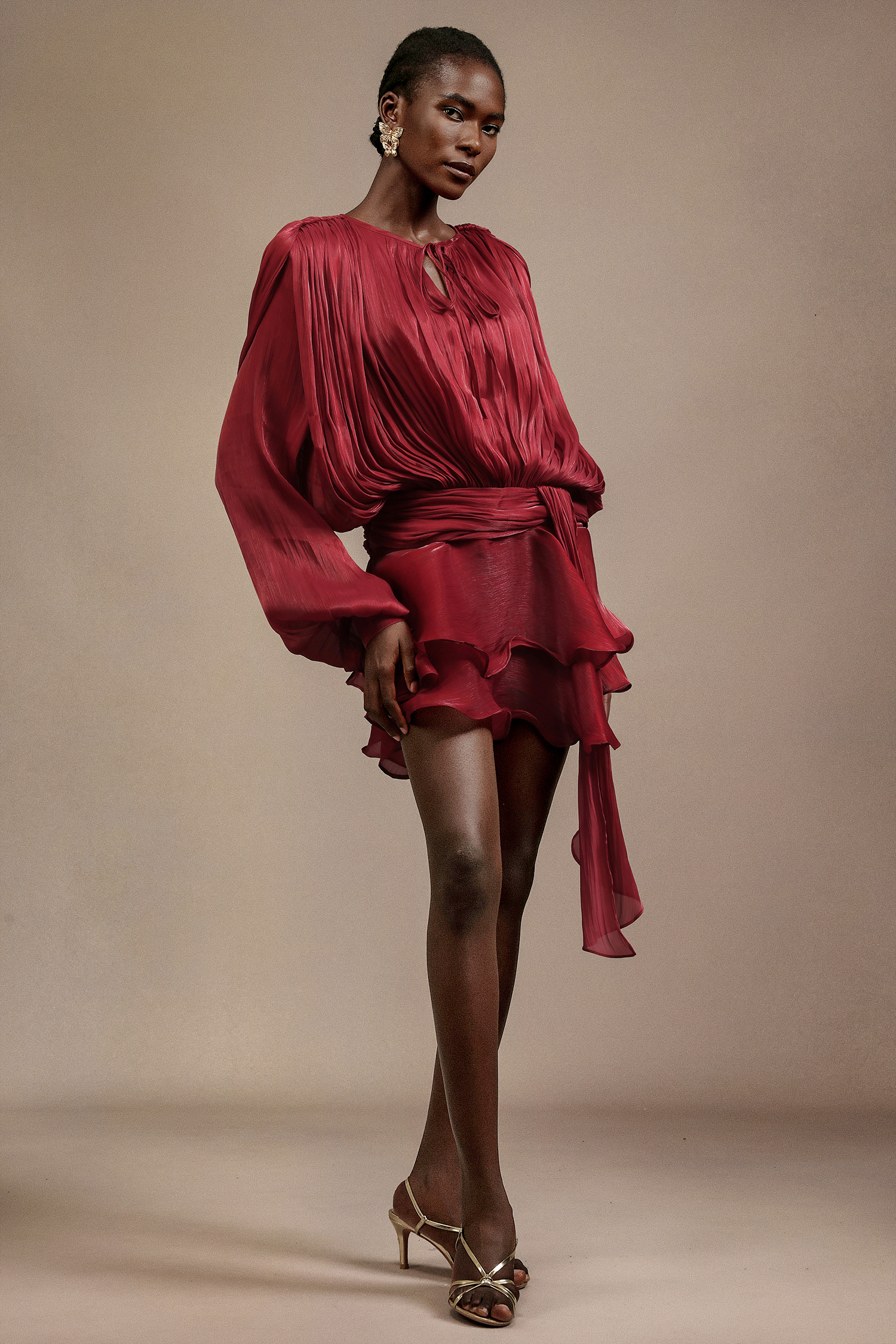 Perly Long Sleeves Streamer Mini Dress