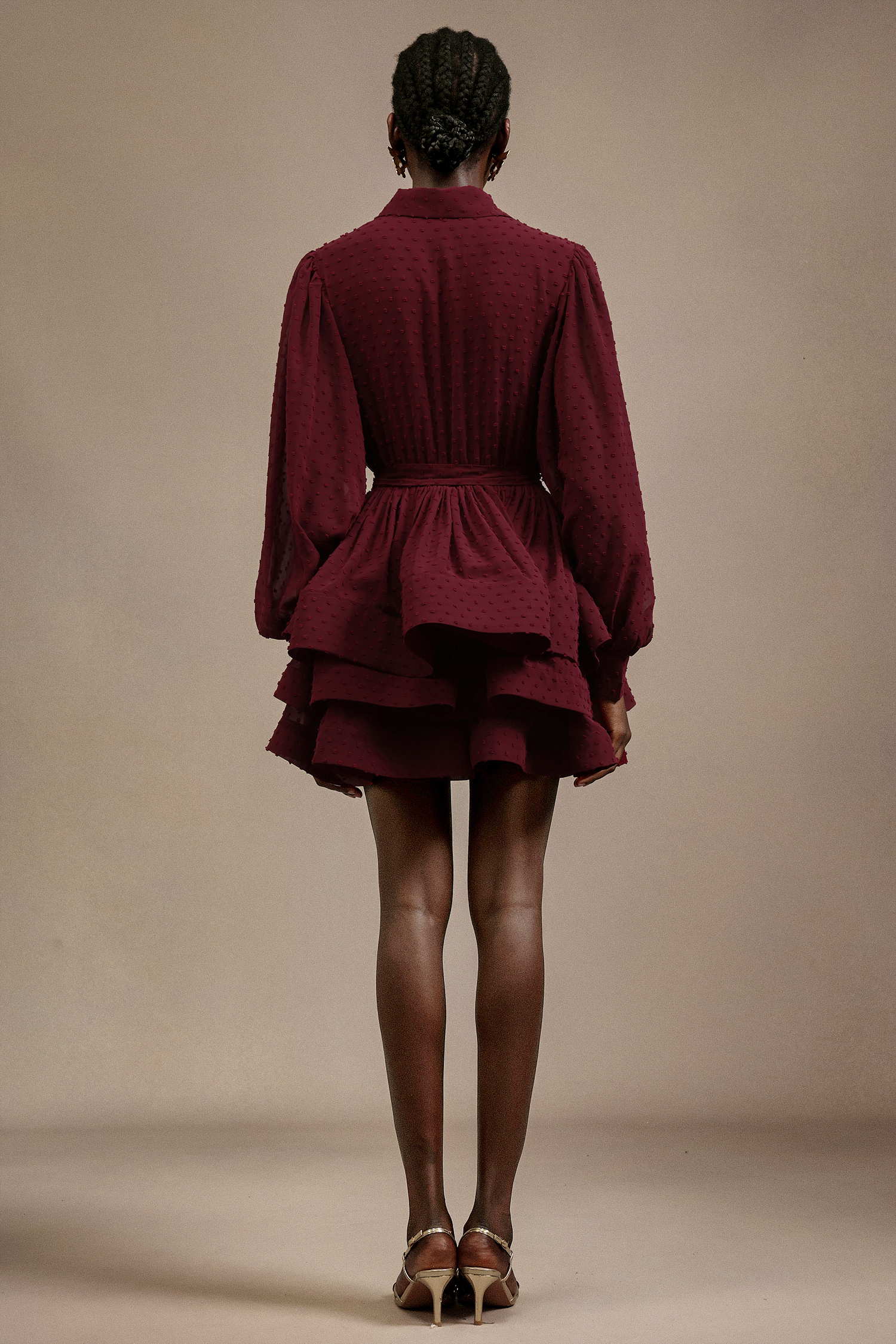 Slaia Long Sleeve Wave Point Mini Dress