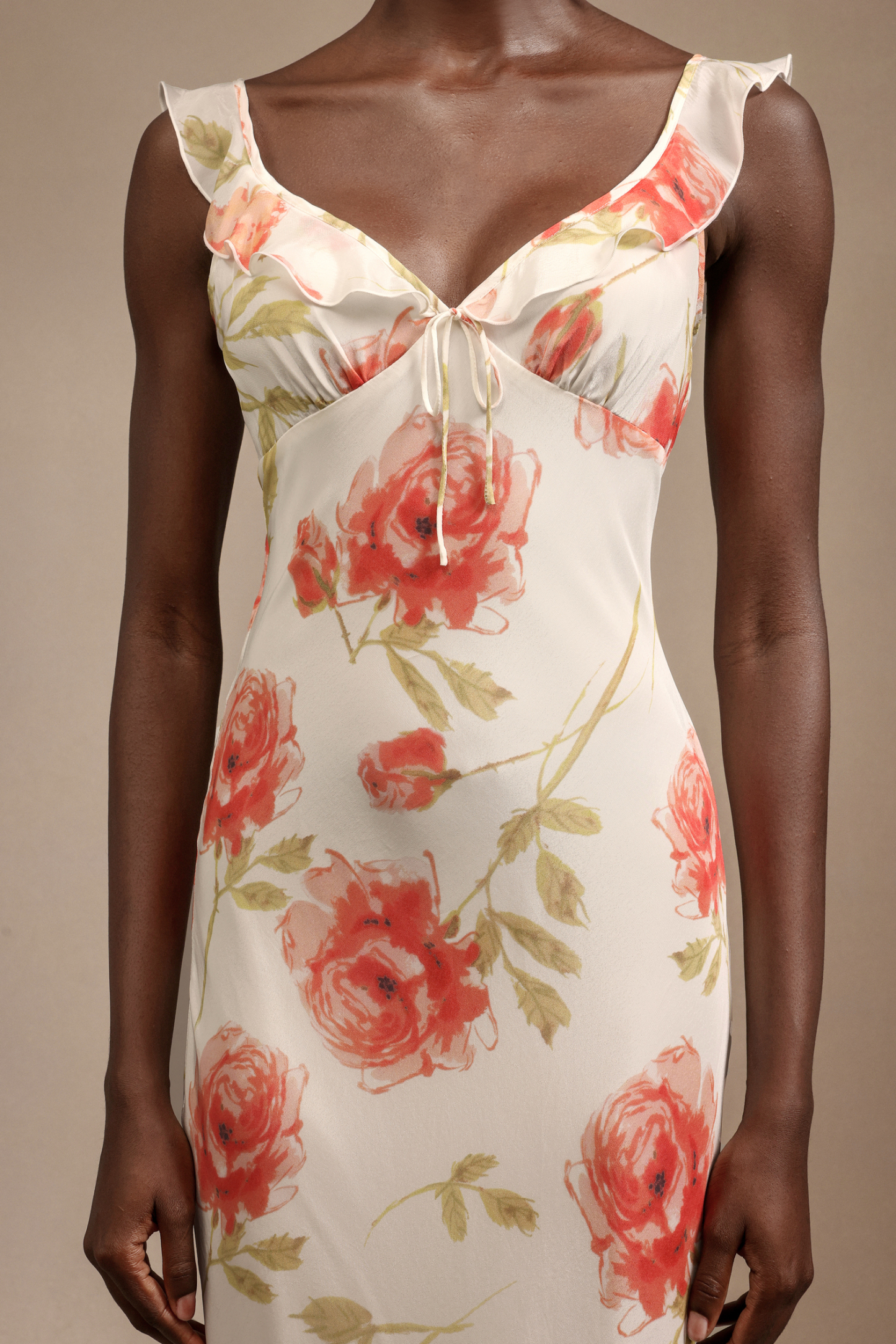 Galla Halter Floral Printed Bowknot Folds Midi Dress