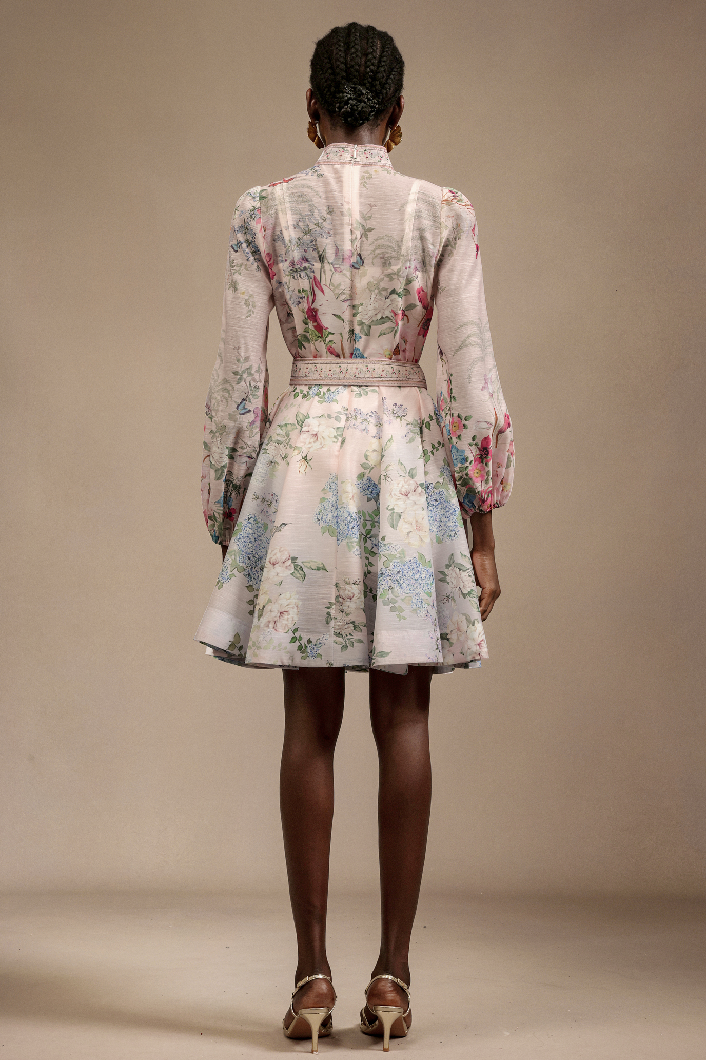 Viney Long Sleeves Floral Printed Mini Dress