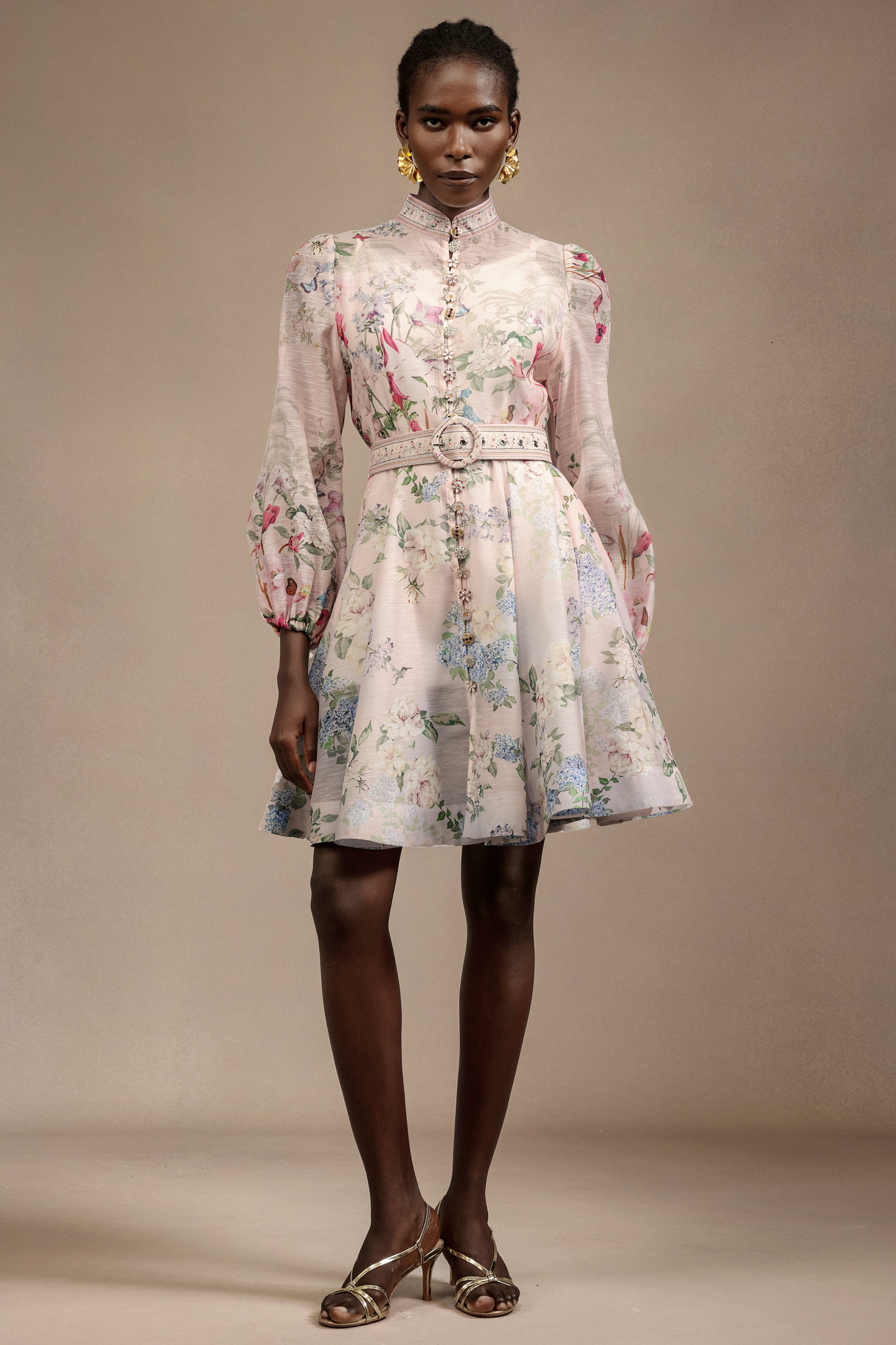 Viney Long Sleeves Floral Printed Mini Dress