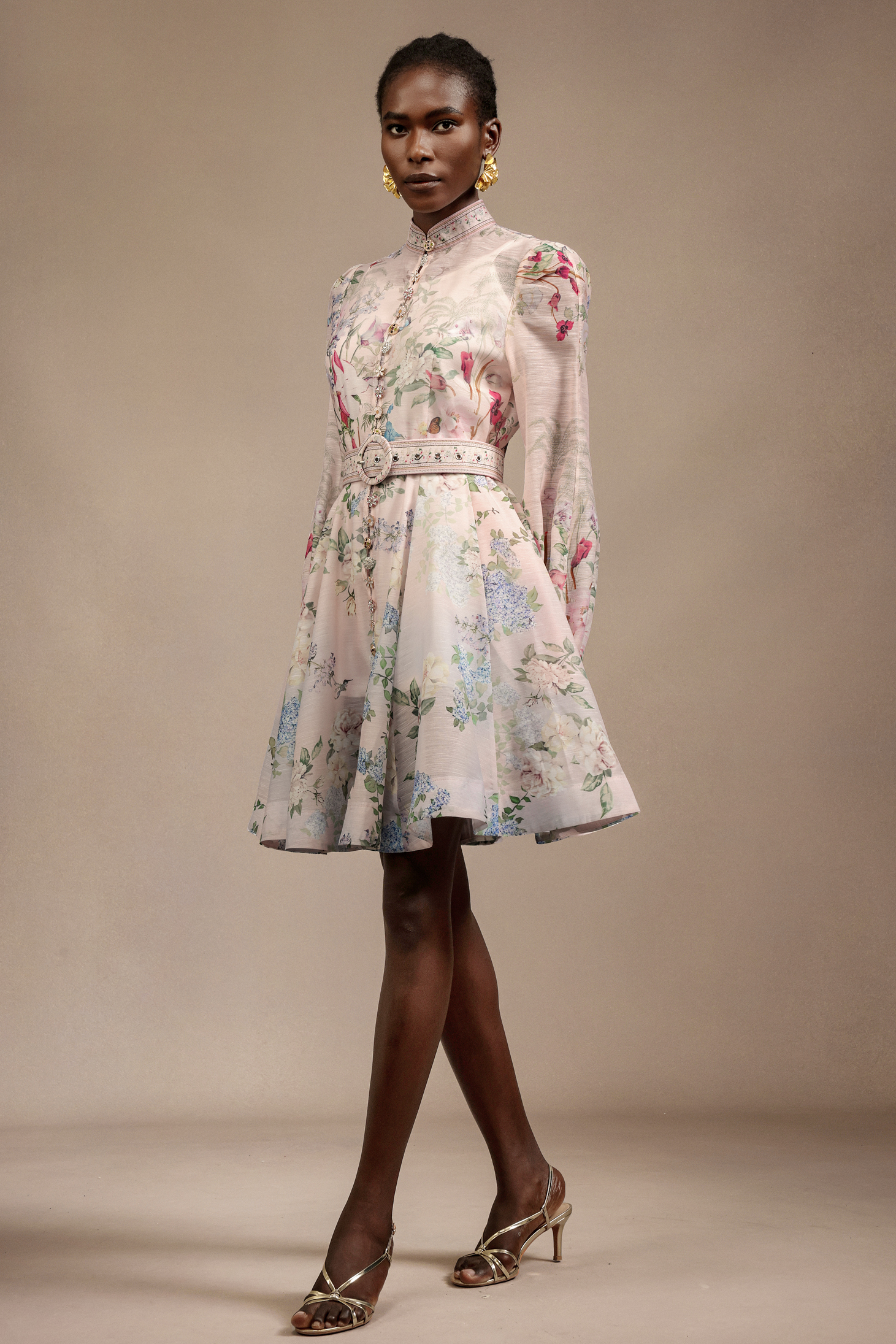 Viney Long Sleeves Floral Printed Mini Dress