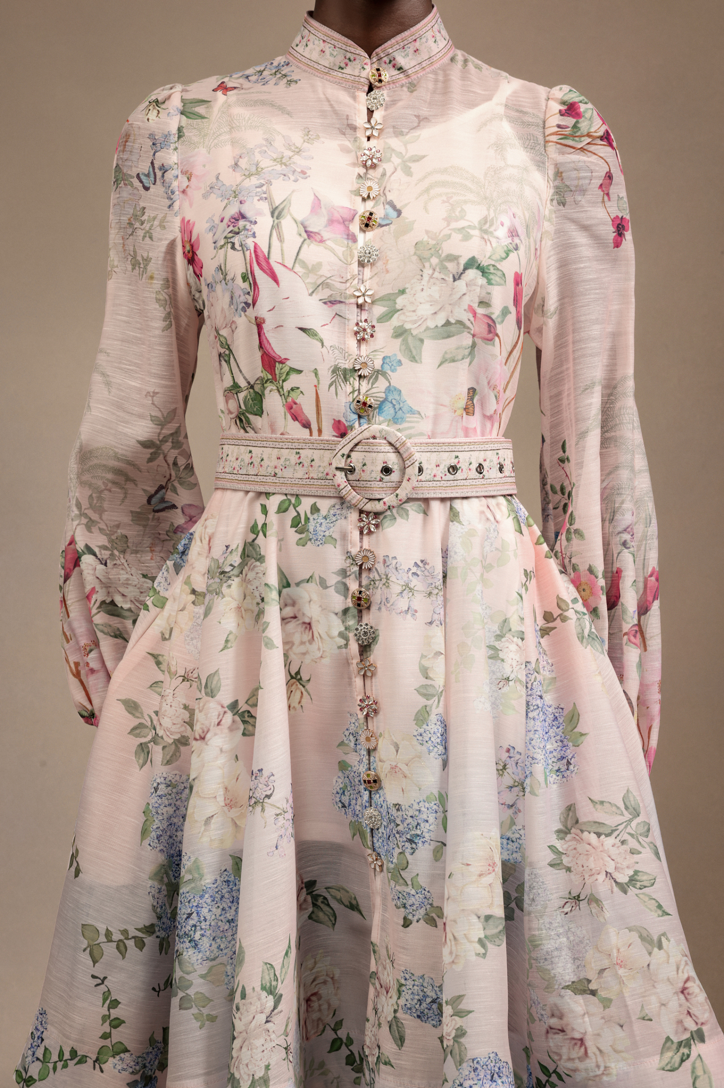 Viney Long Sleeves Floral Printed Mini Dress