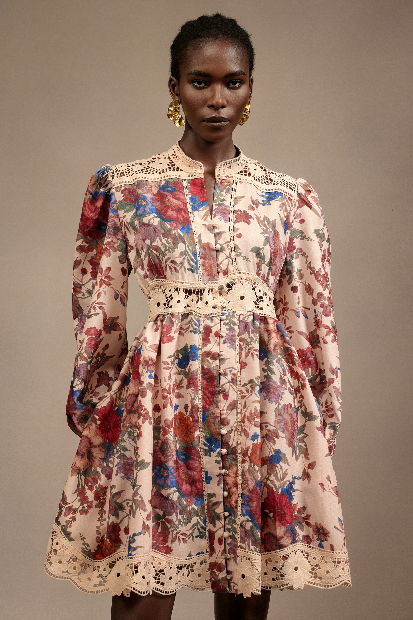 Gala Long Sleeves Floral Printed Mini Dress