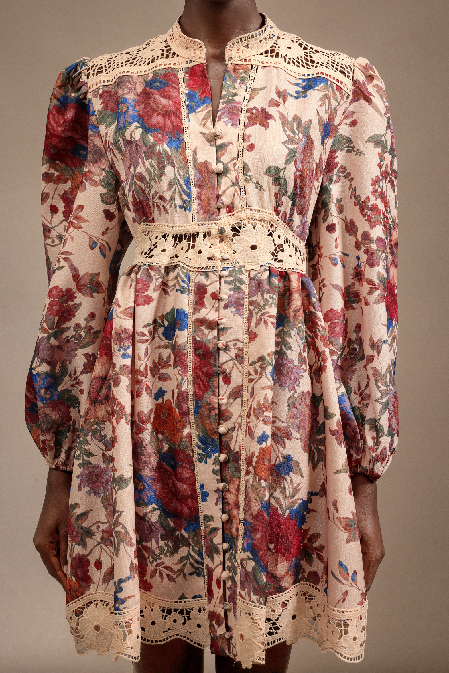 Gala Long Sleeves Floral Printed Mini Dress