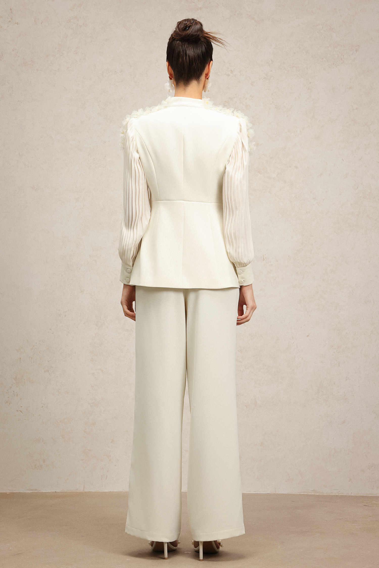 Rivi Long Sleeves Flowers Suit Top And Pants Two-Piece Set