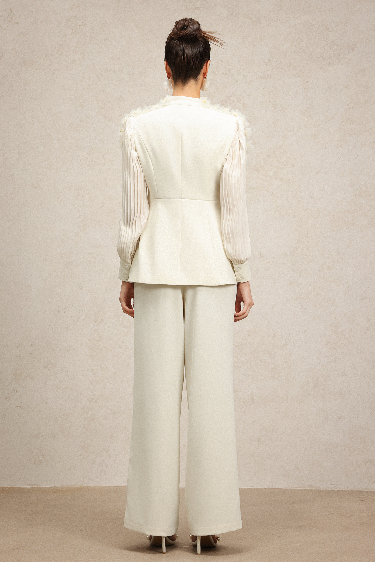 Rivi Long Sleeves Flowers Suit Top And Pants Two-Piece Set