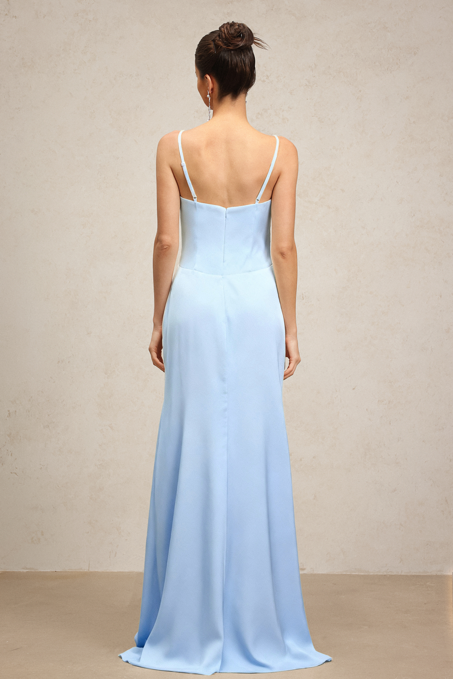 Yvonne Sleeveless V-Neck Flowers Flounce Blue Maxi Dress