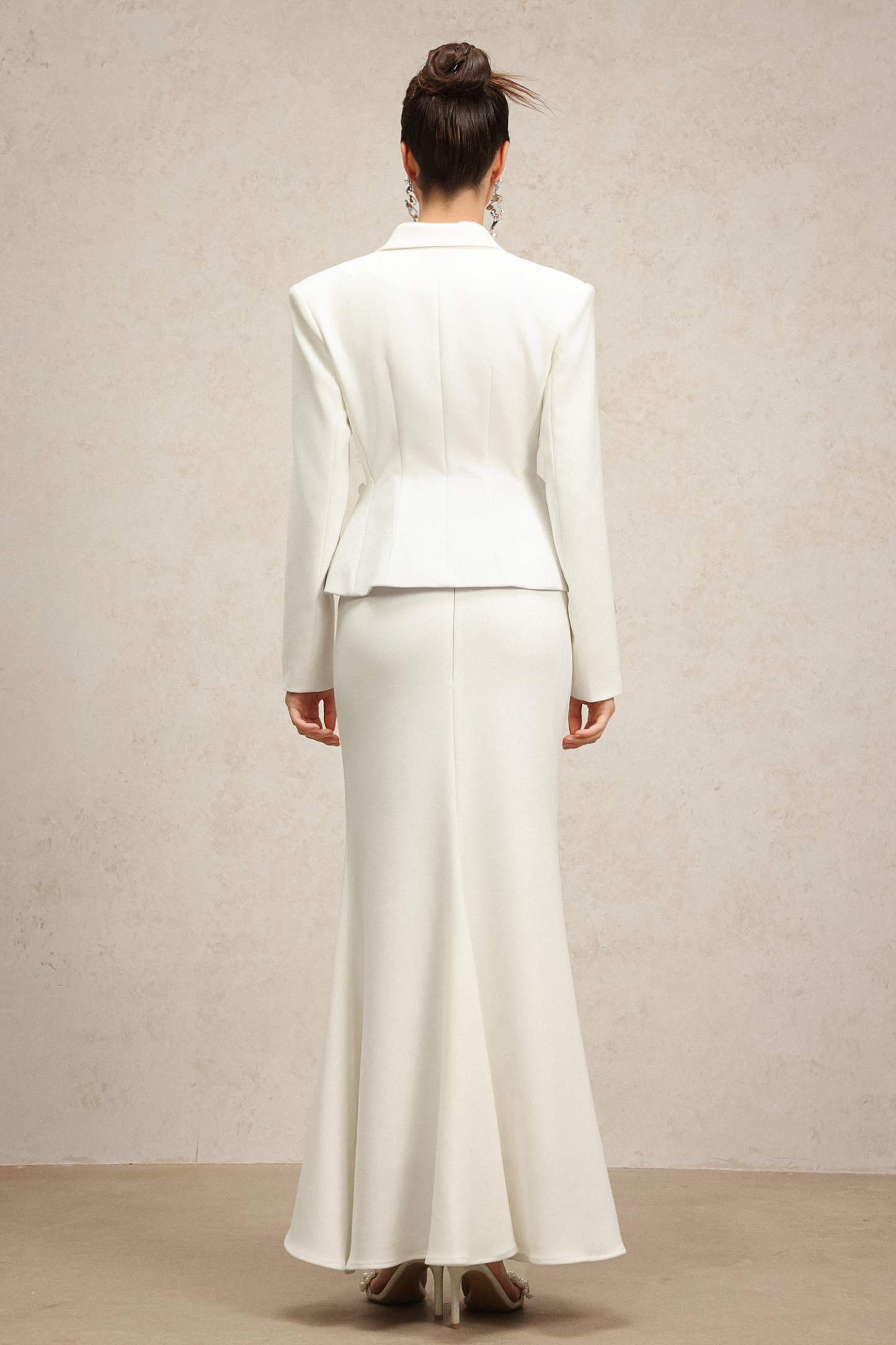 Zambezi Long Sleeves Flowers Suit Top And Fishtail Skirt Two-Piece Set