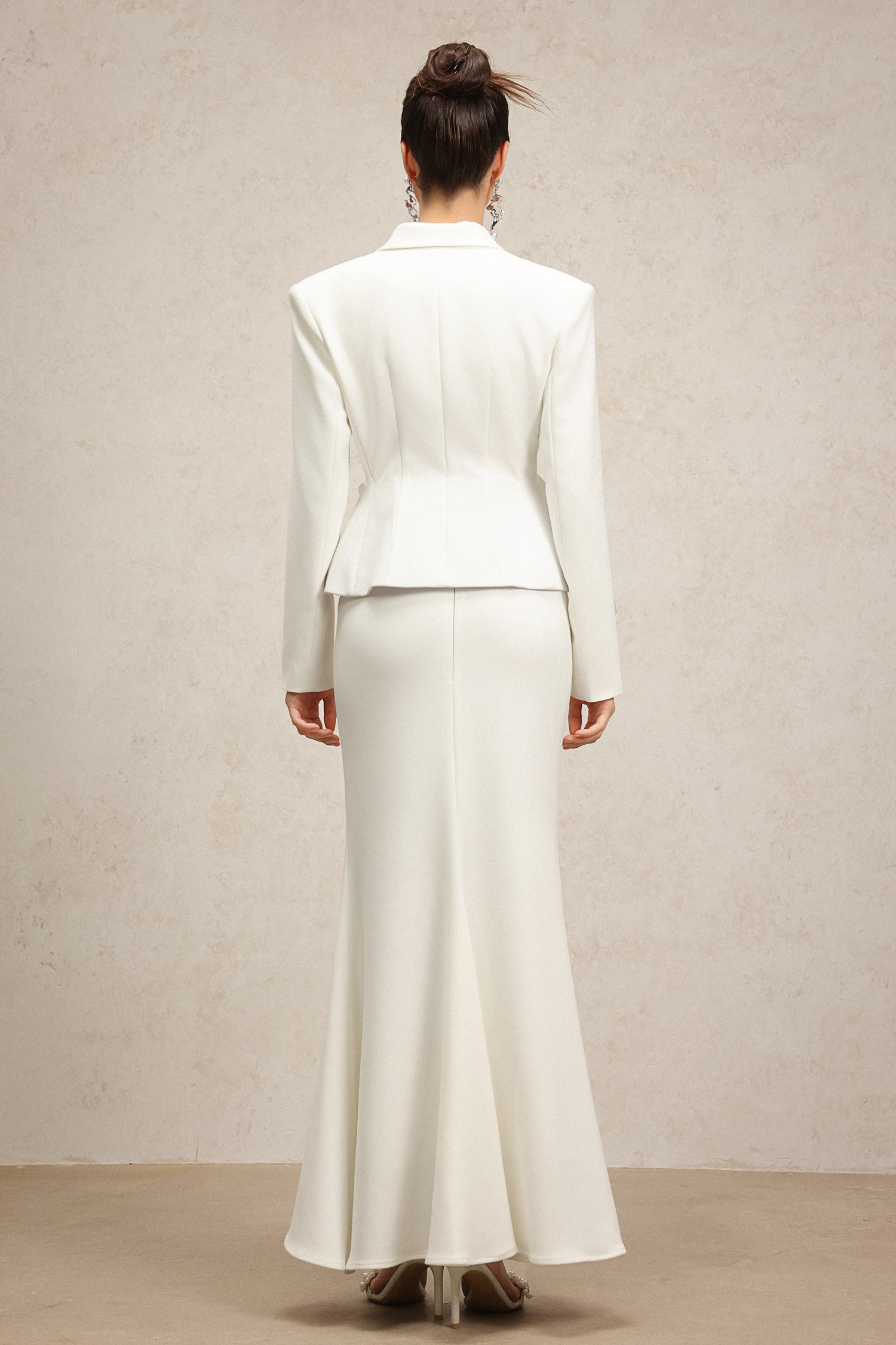 Zambezi Long Sleeves Flowers Suit Top And Fishtail Skirt Two-Piece Set