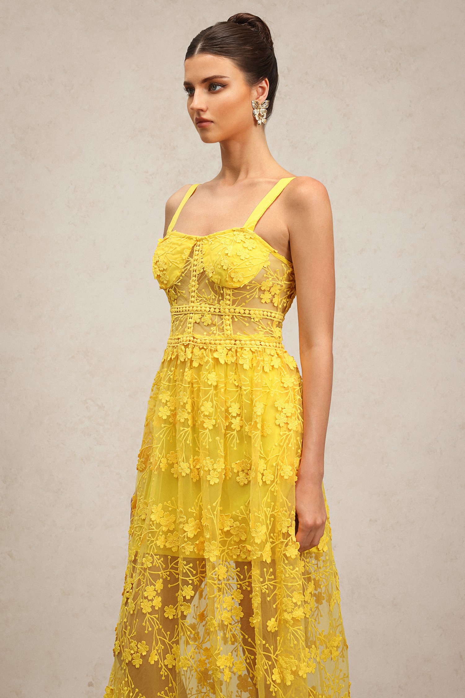 Molia Sleeveless Lace Flowers Embroidery Maxi Dress