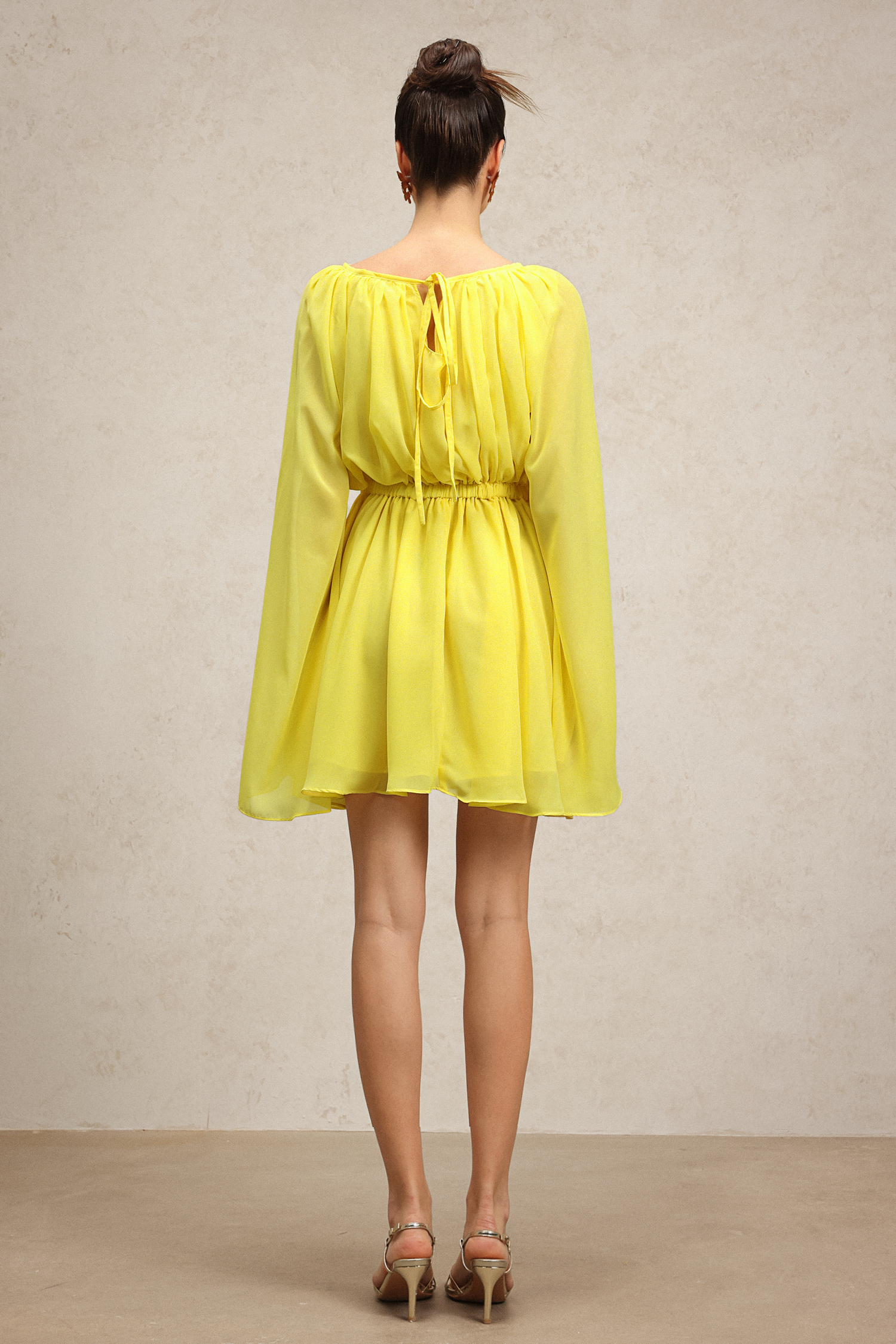 Iomo Round Neck Long Sleeves Mini Dress