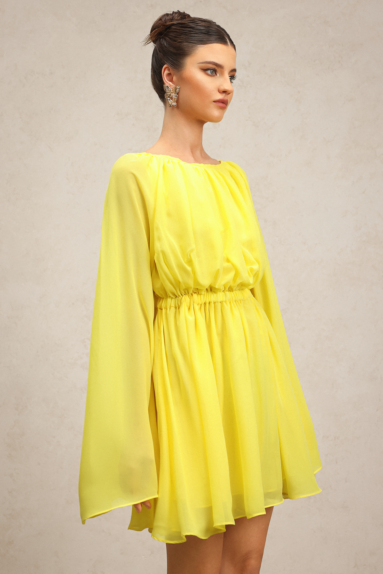 Iomo Round Neck Long Sleeves Mini Dress