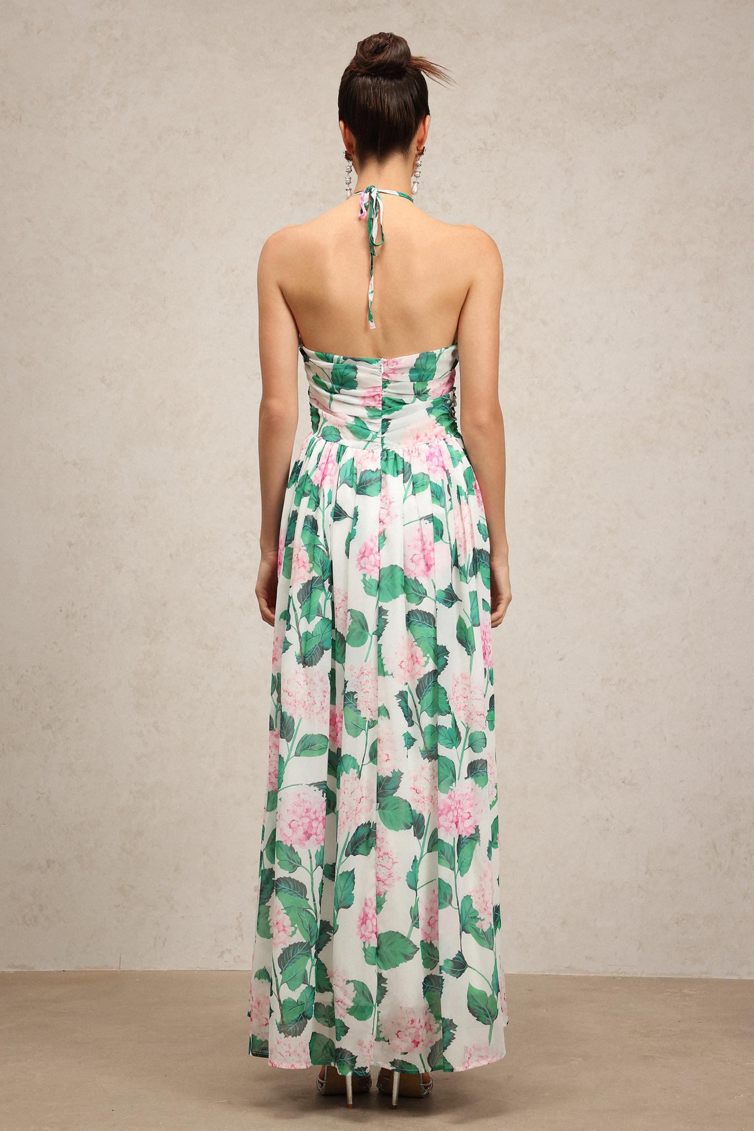 Vedasa Halter Floral Printed Maxi Dress