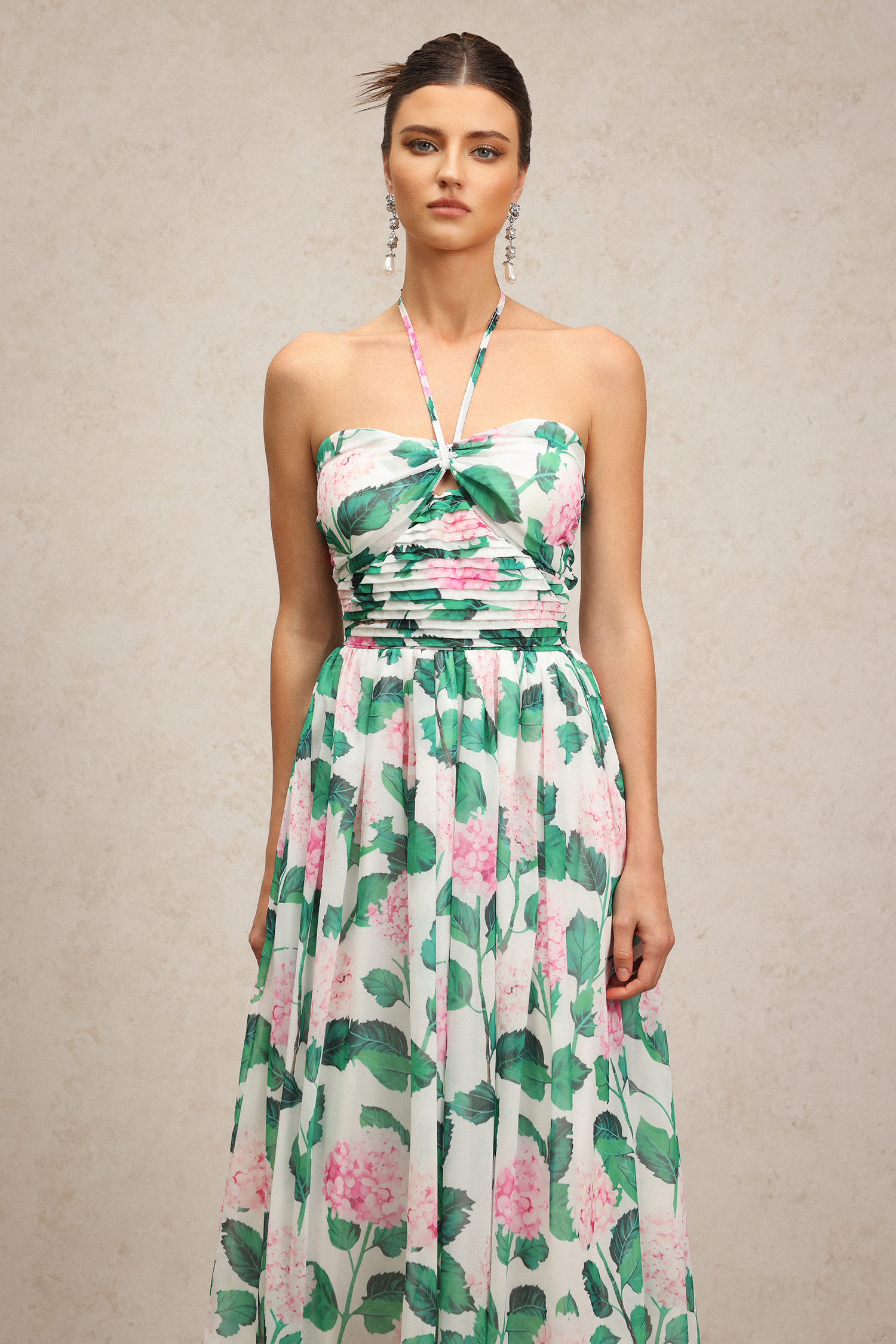 Vedasa Halter Floral Printed Maxi Dress