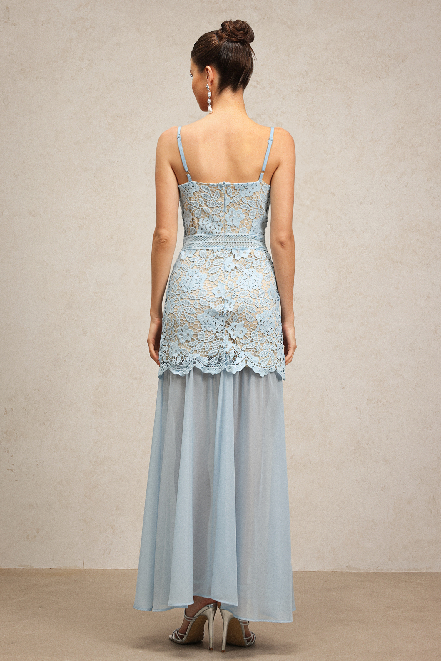 Farrah Halter Flowers Lace Maxi Dress