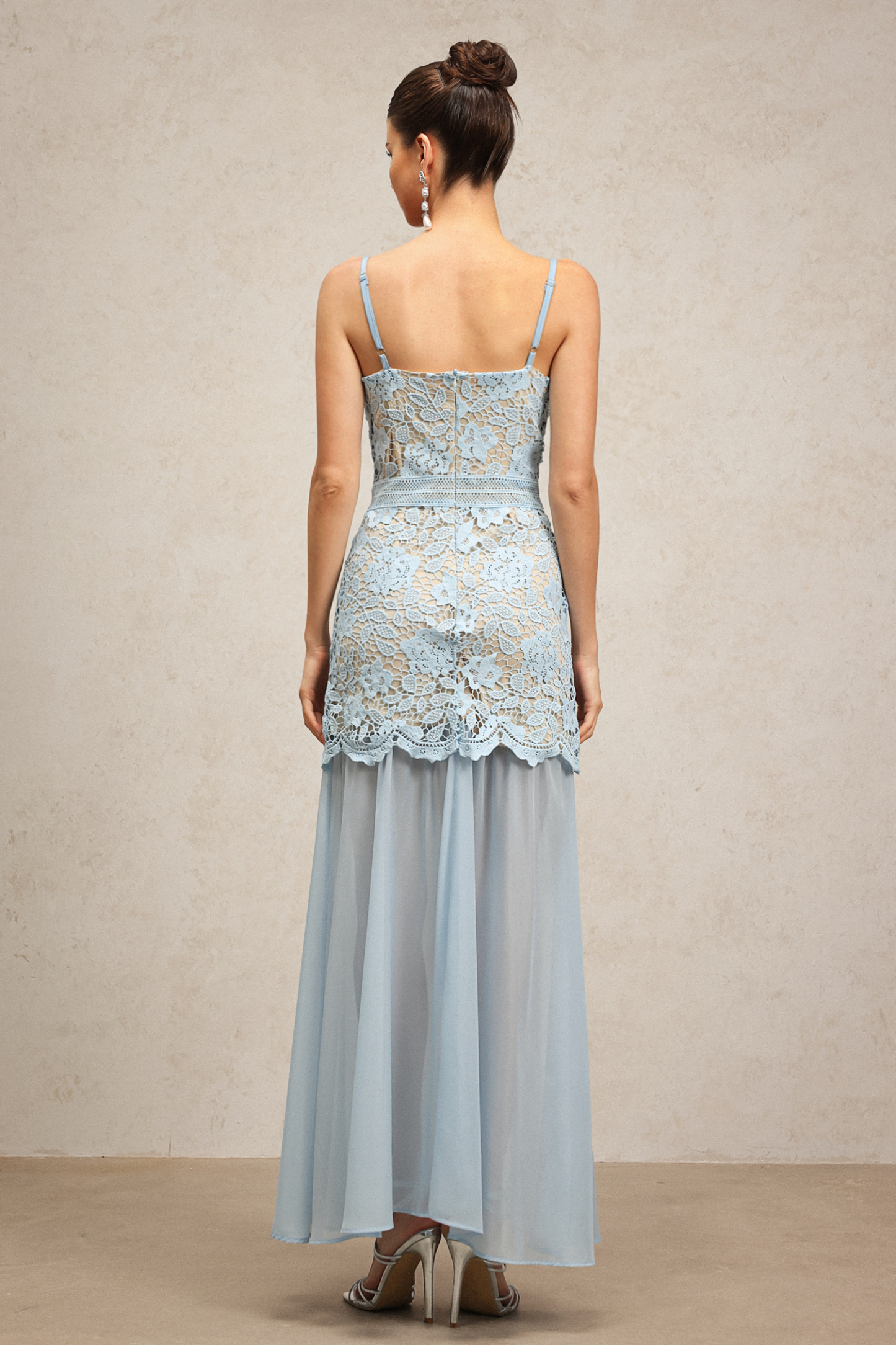 Farrah Halter Flowers Lace Maxi Dress