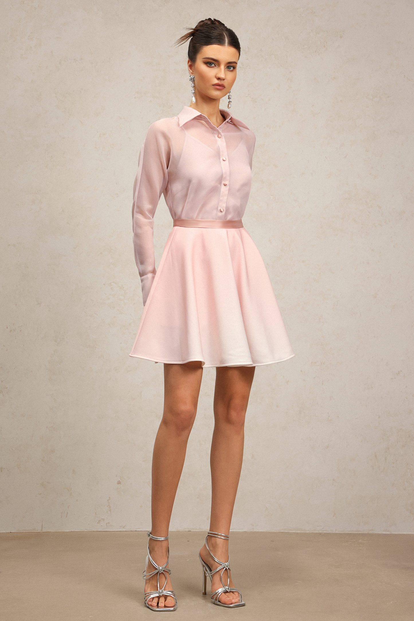 Lestie Lapel Long Sleeves Top And Skirt Two-Piece Set