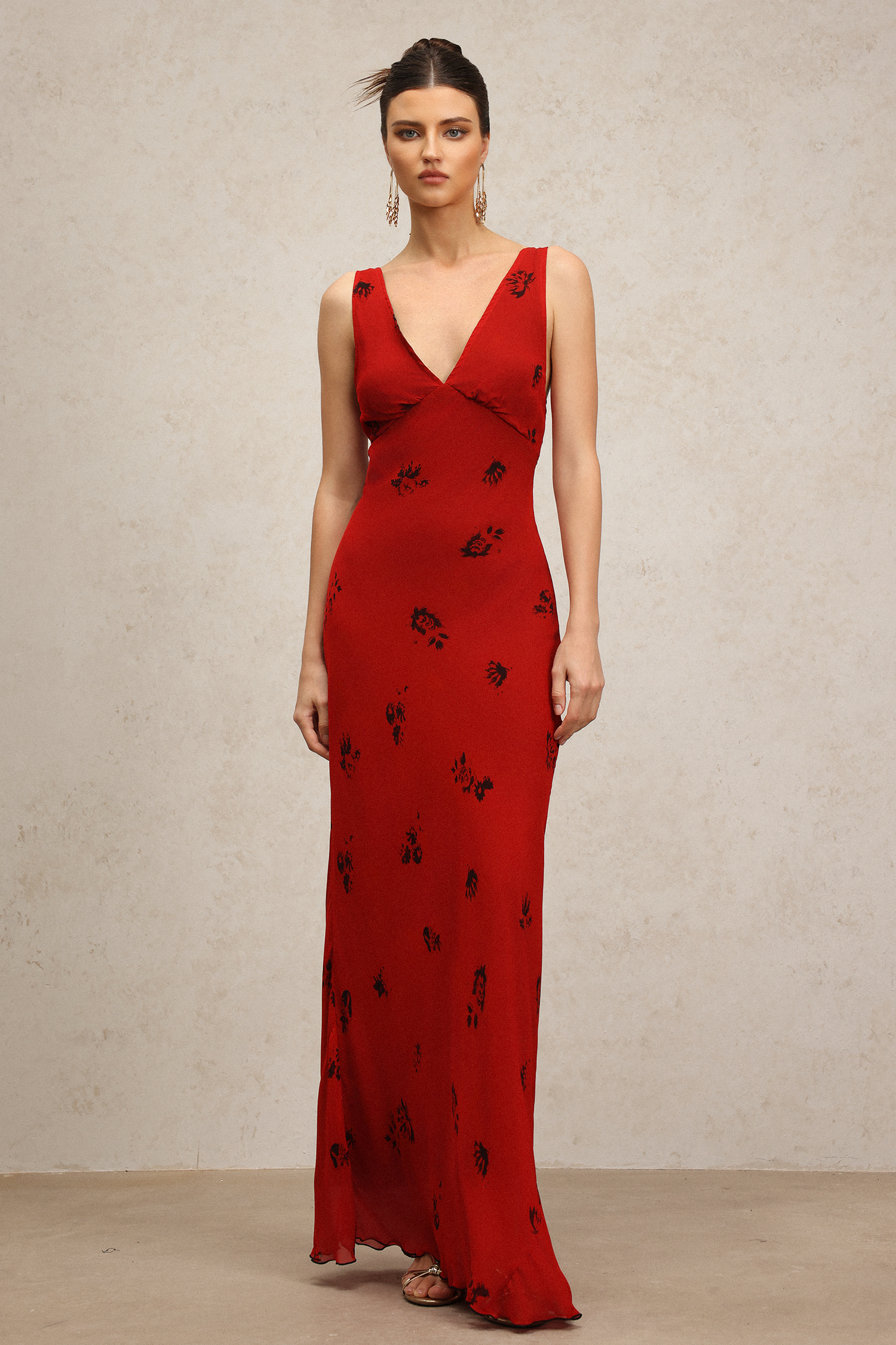 Vosa V-Neck Sleeveless Printed Maxi Dress