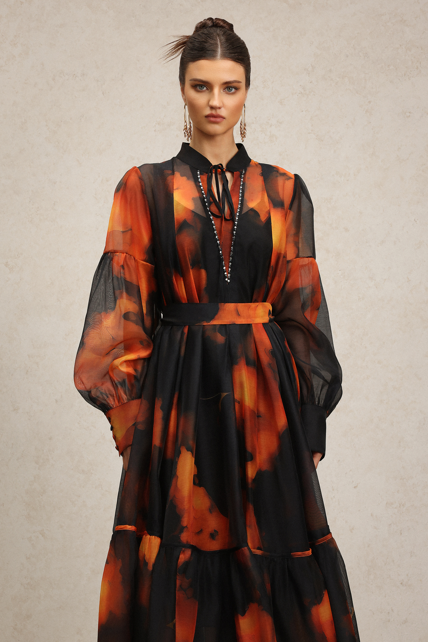 Payson Long Sleeves Printed Maxi Dress