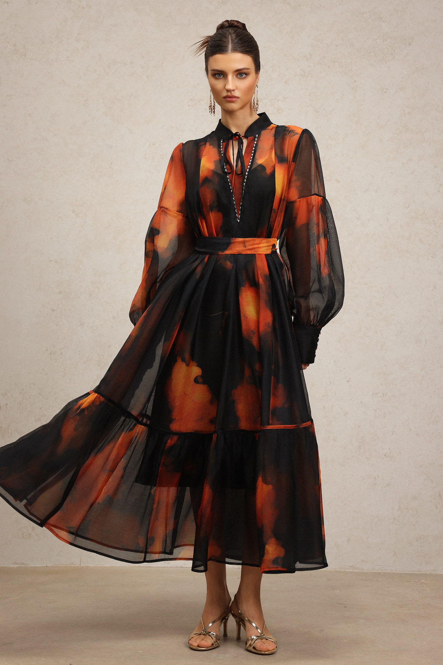 Payson Long Sleeves Printed Maxi Dress