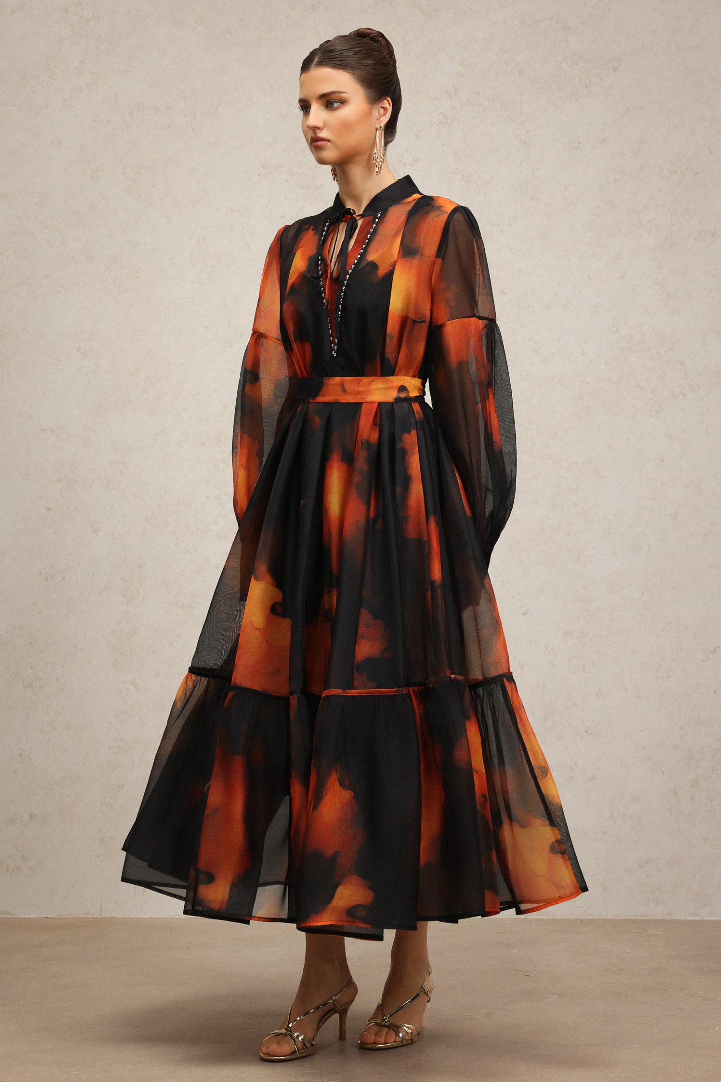 Payson Long Sleeves Printed Maxi Dress