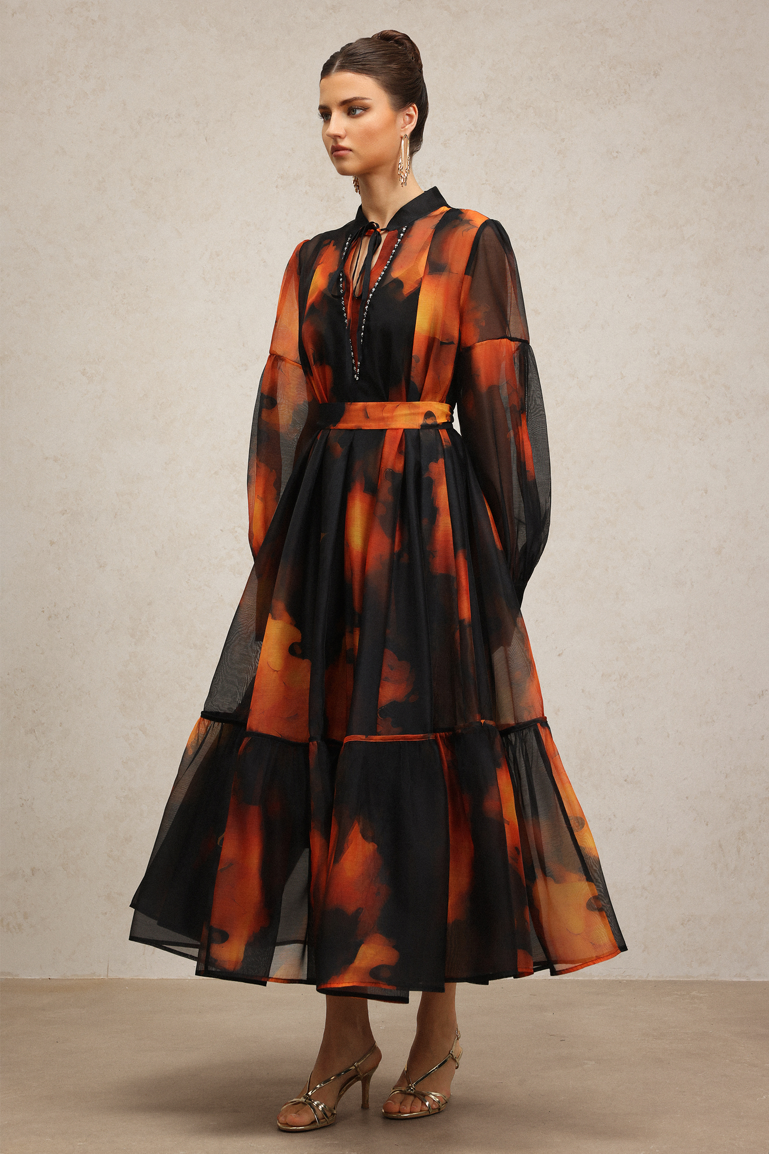 Payson Long Sleeves Printed Maxi Dress