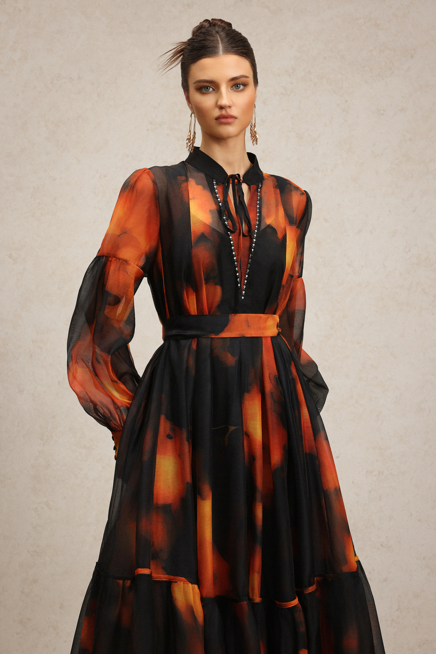 Payson Long Sleeves Printed Maxi Dress