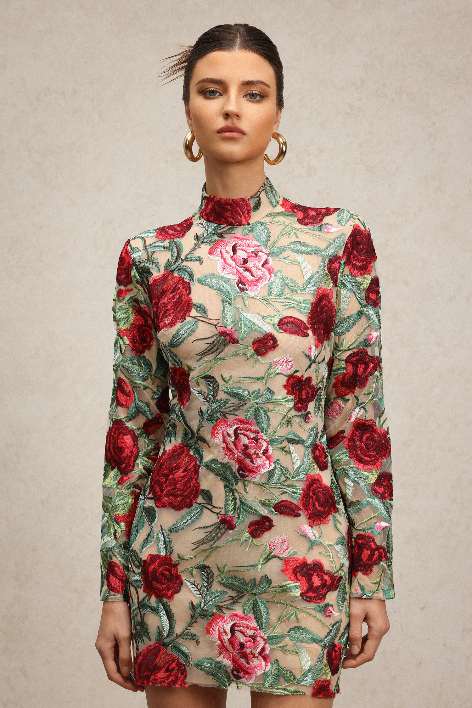 Miaka Long Sleeve Choker Mini Dress