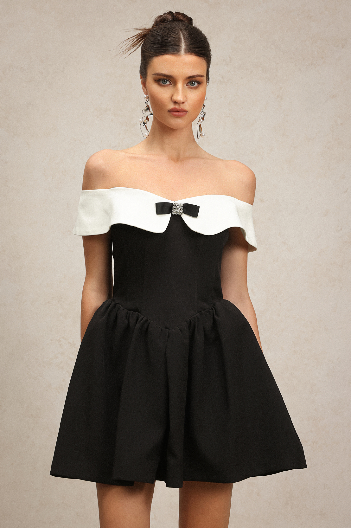 Dorie Off-the-Shoulder Bow Mini Dress