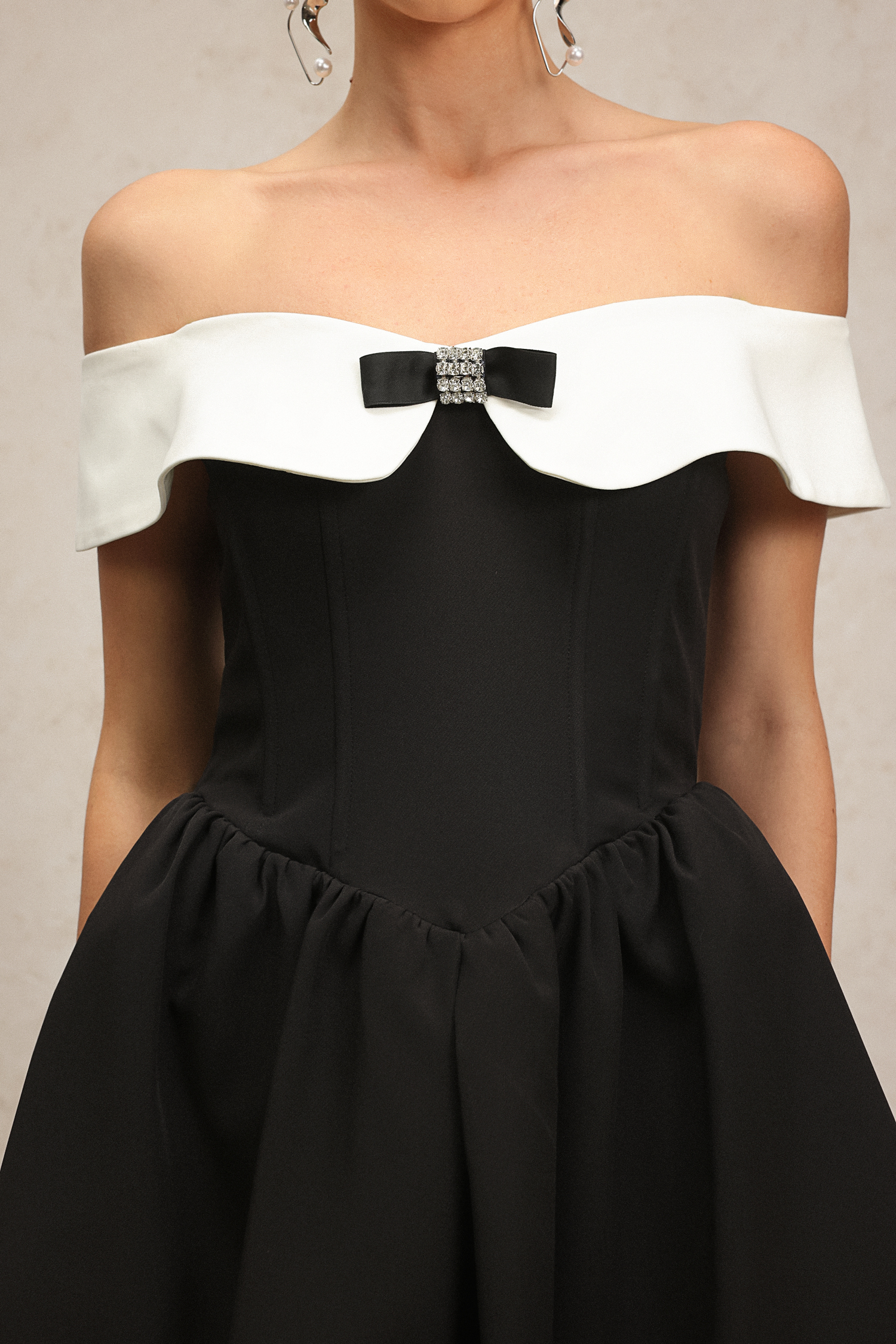 Dorie Off-the-Shoulder Bow Mini Dress