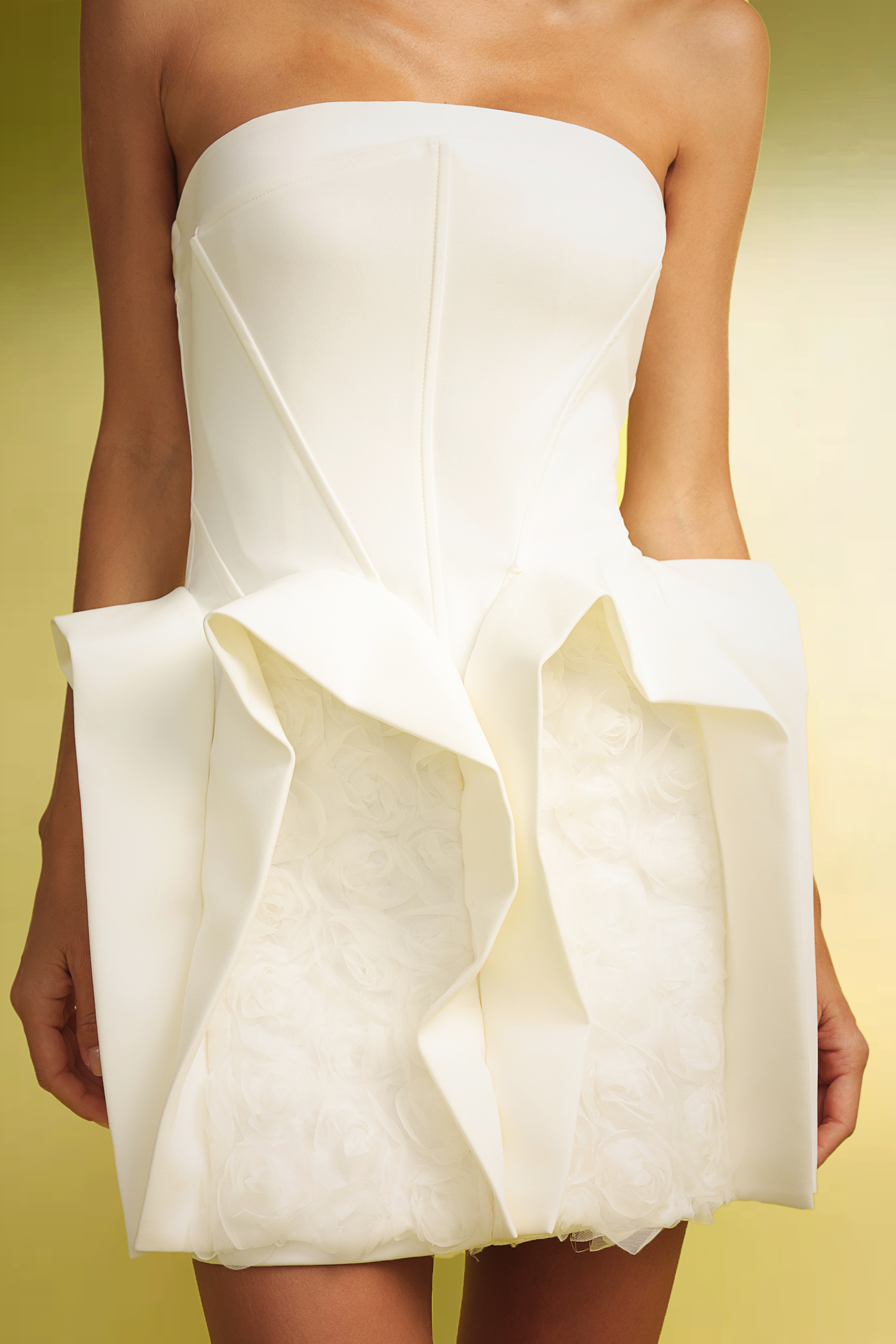 Sheath Strapless  Flowers Mini Dress