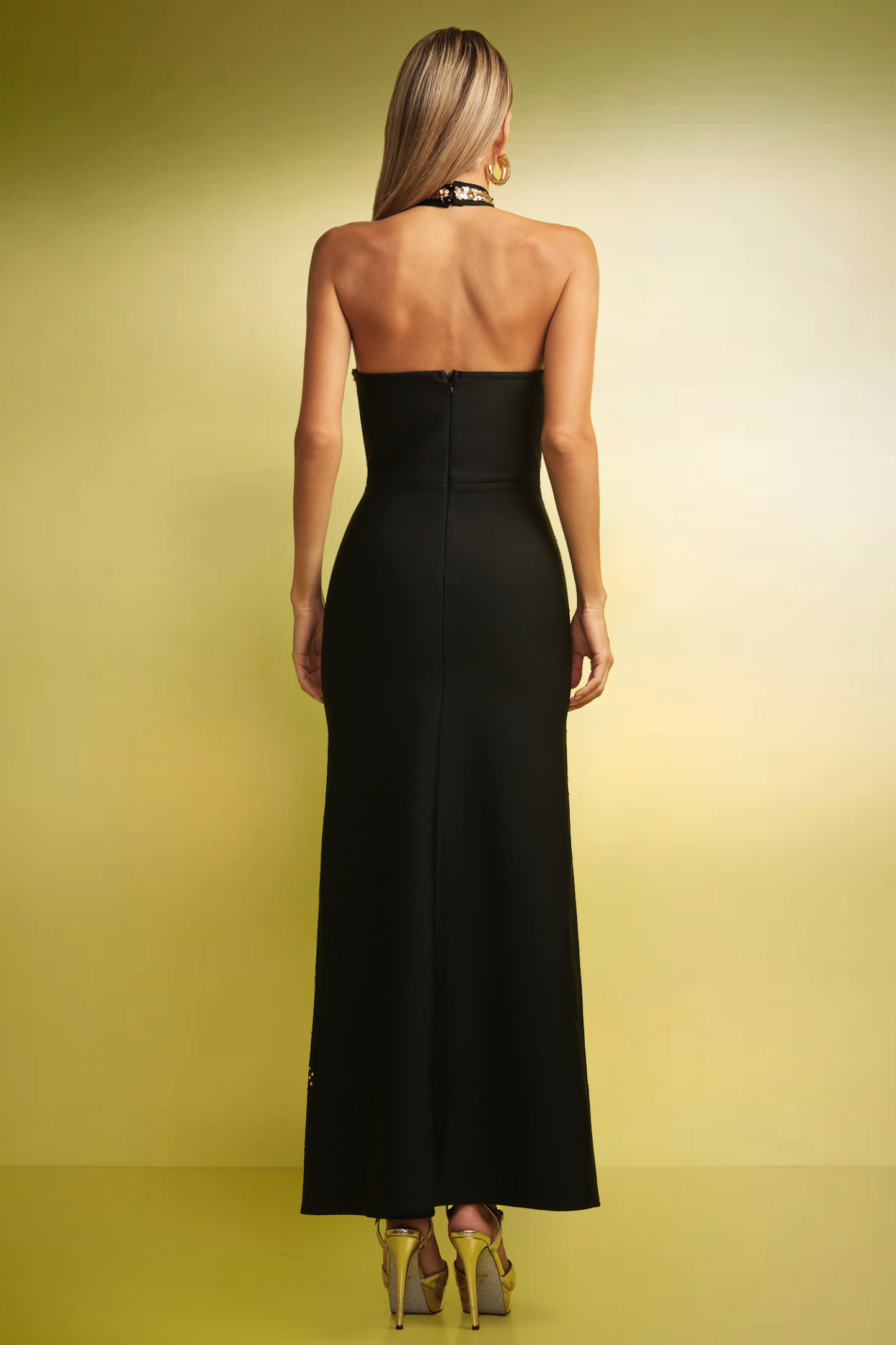 Eamon Sequins Diamond Slim Bandage Maxi Dress