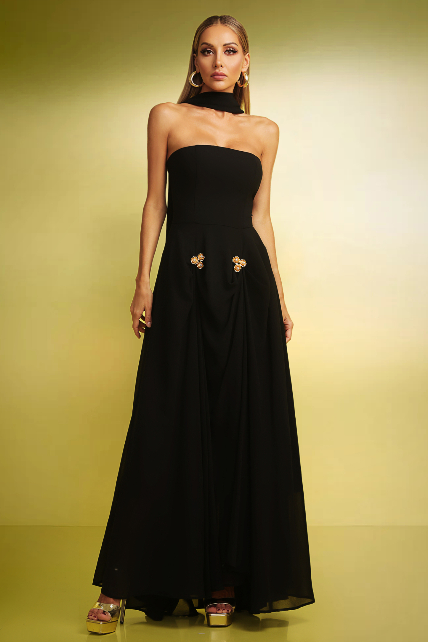 Siara Ribbon Strapless Maxi Dress