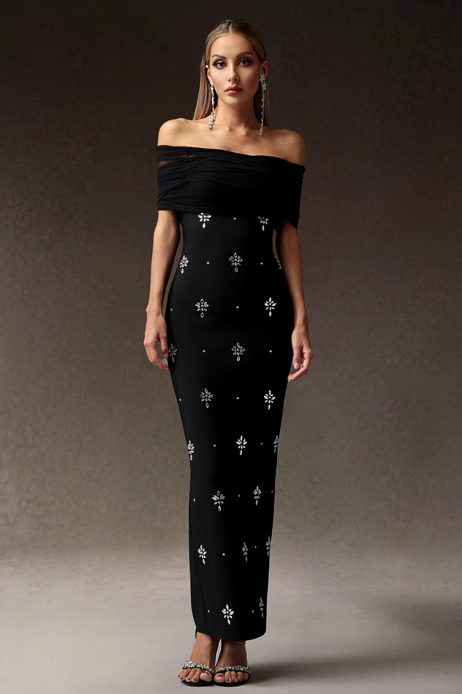 Domio Diamond Slim Bandage Maxi Dress