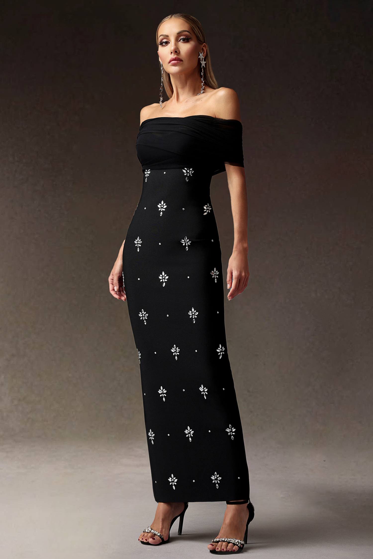 Domio Diamond Slim Bandage Maxi Dress