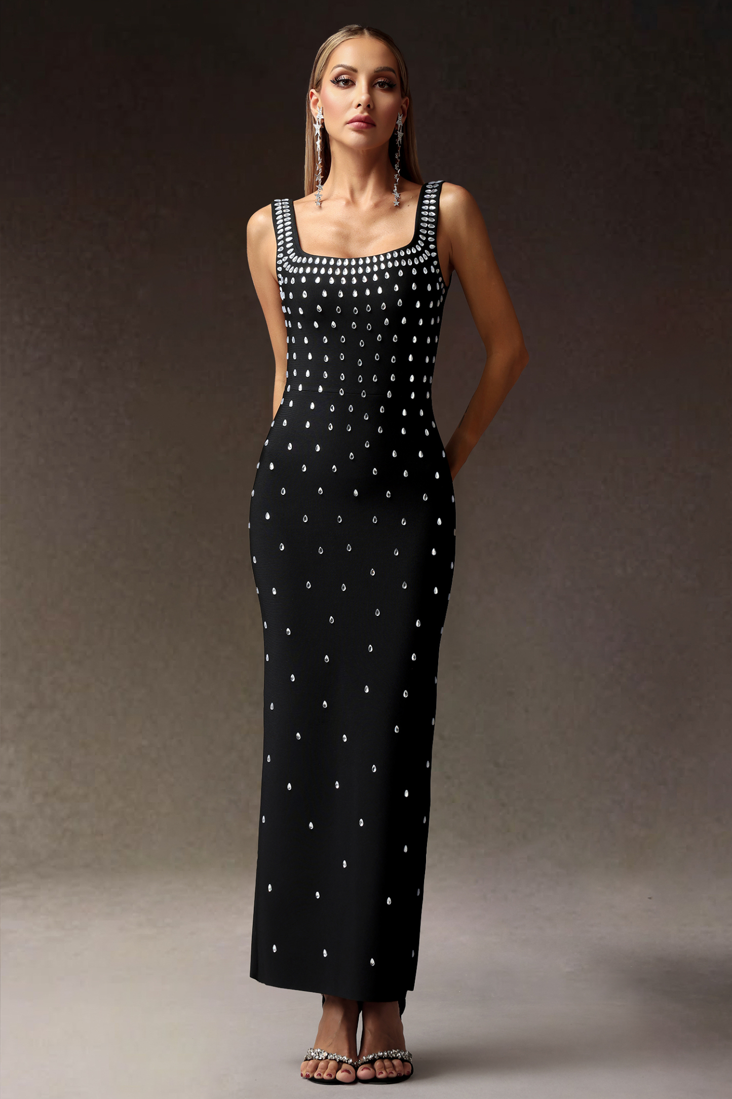 Oyata Diamond Slim Bandage Maxi Dress