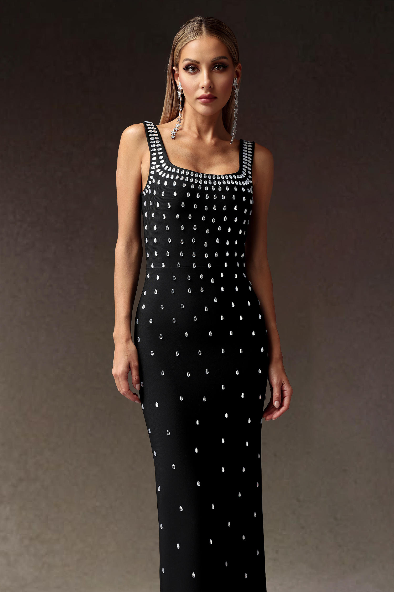 Oyata Diamond Slim Bandage Maxi Dress